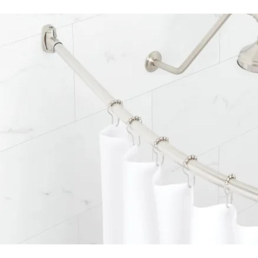 Signature Hardware 466764 66" Curved Brass Shower Rod - Brushed Nickel