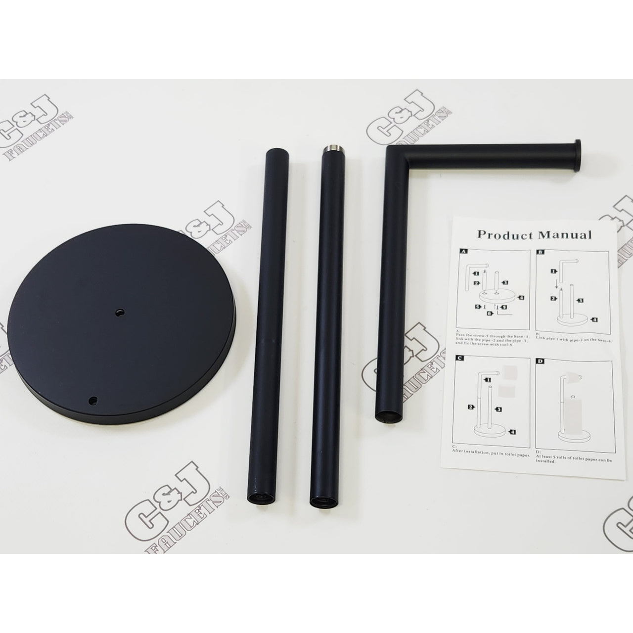 Acehoom QHT-SZJ Freestanding Toilet Paper Holder Stand - Matte Black READ