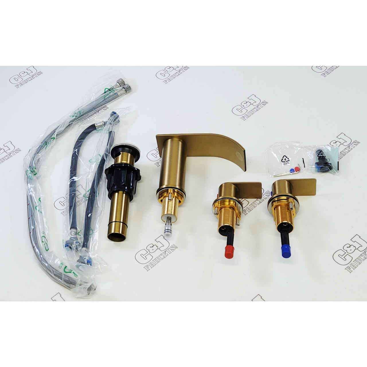 Forious Pro H31D7G 8" Widespread Double Handle Bathroom Sink Faucet - Matte Gold