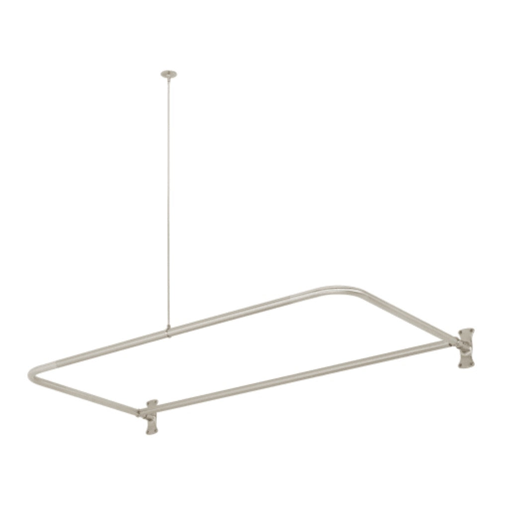 Signature Hardware 466789 60" x 27" Rectangle Brass Shower Rod - Brushed Nickel