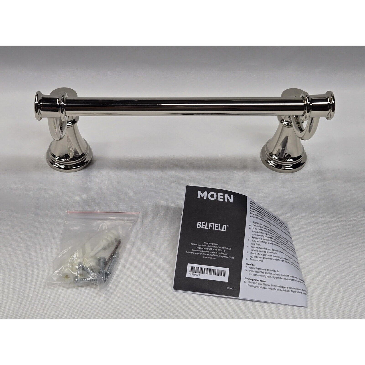 Moen YB6486NL Belfield 9" Towel Bar - Polished Nickel