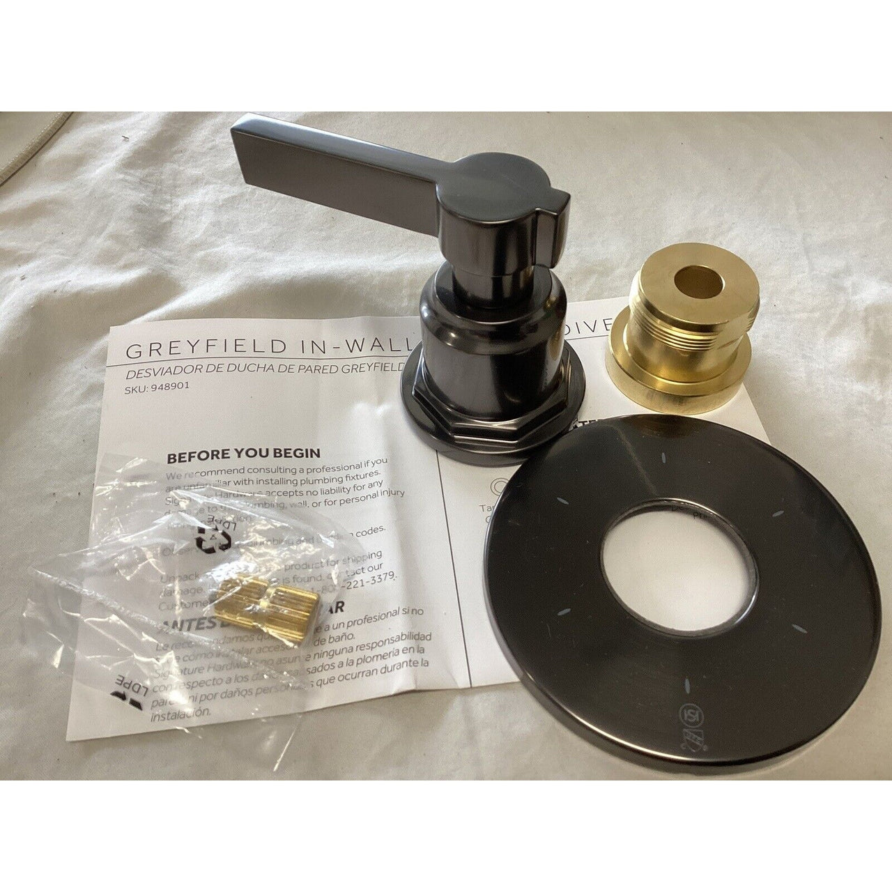 Signature Hardware 484198 Greyfield In-Wall Shower Diverter Valve Trim -Gunmetal