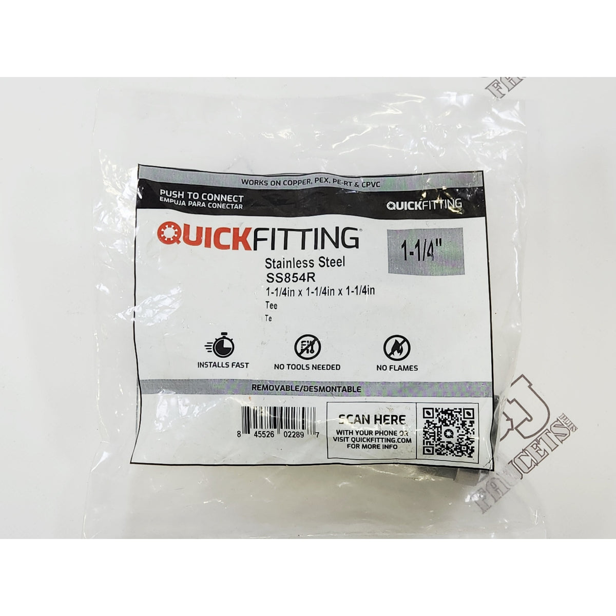 QuickFitting SS854R 1-1/4" Push-to-Connect Tee Fitting - Stainless Steel