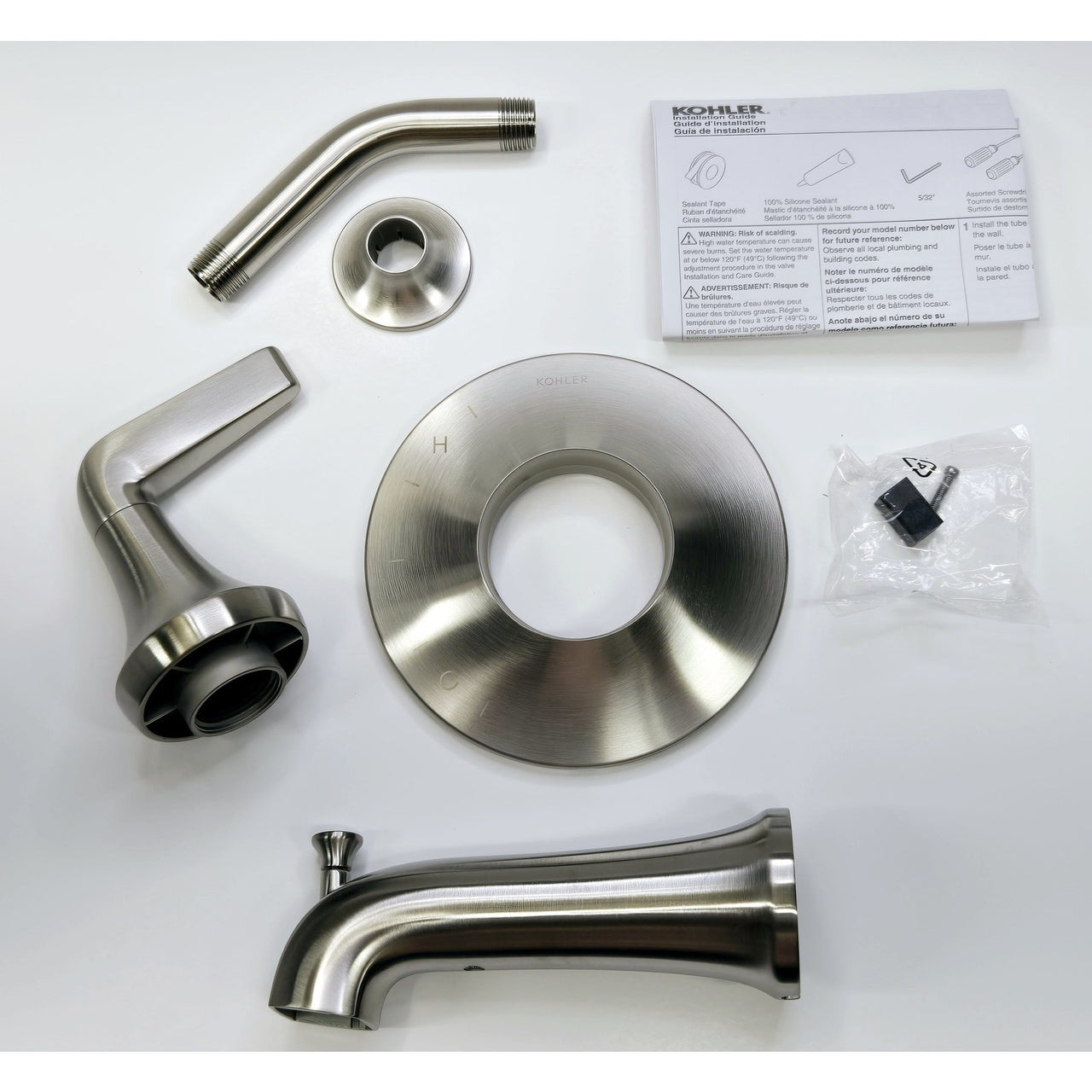 Kohler TLS22027-4-BN Tempered Tub and Shower Trim Package - Brushed Nickel