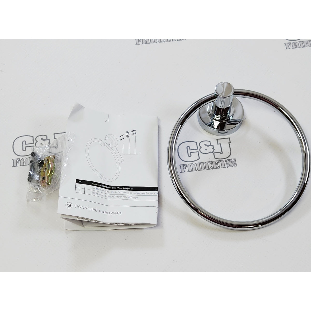 Signature Hardware 483947 Lexia Bathroom Wall Mount Towel Ring - Chrome