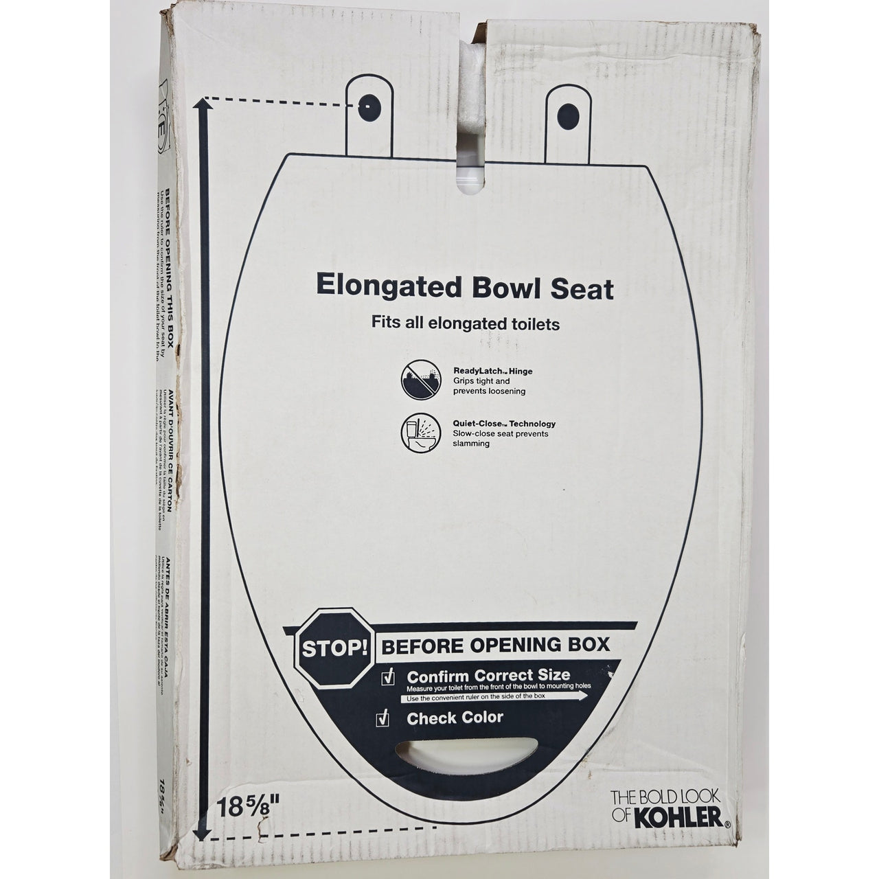 Kohler 27331-0 Glissade ReadyLatch Quiet-Close Elongated Toilet Seat - White
