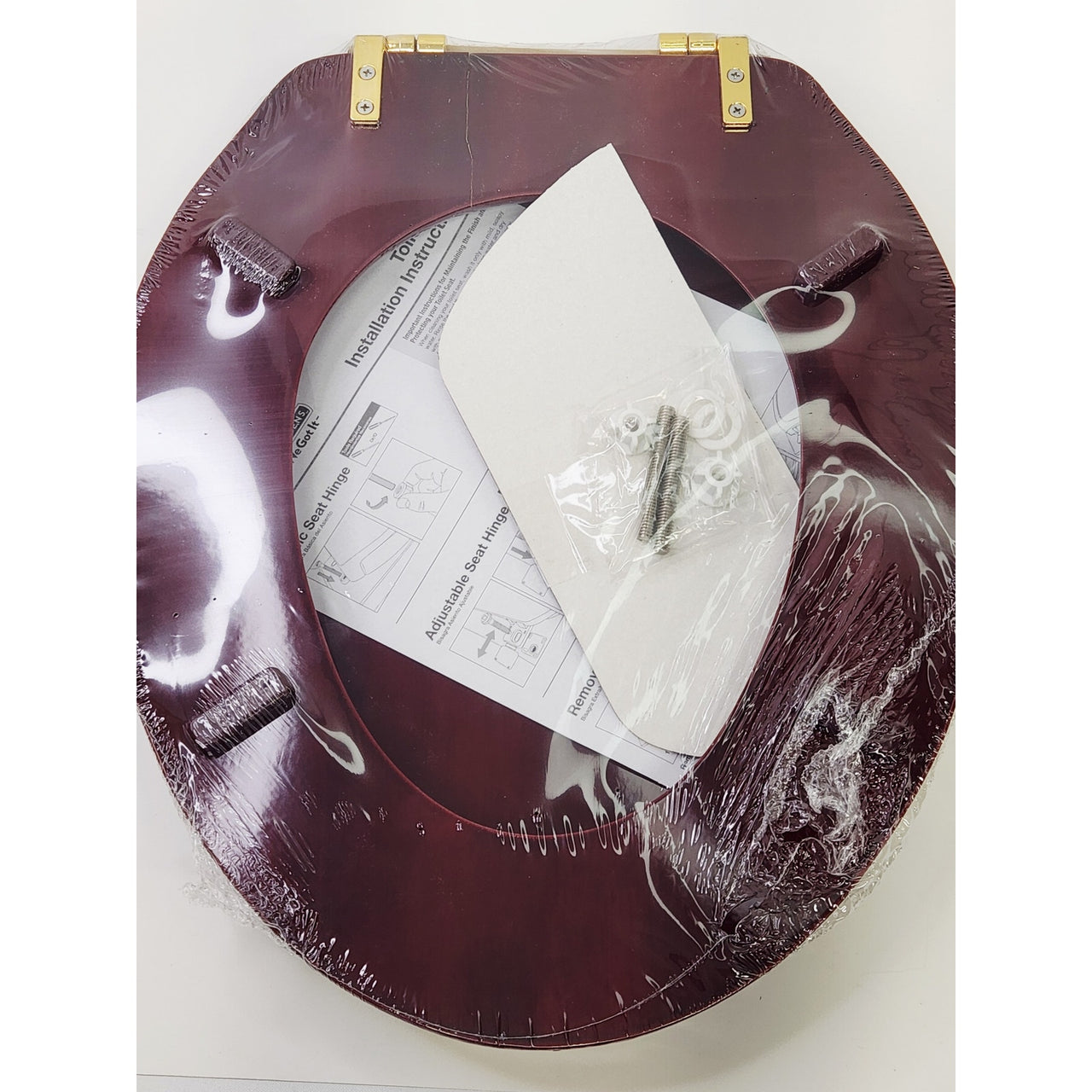 Signature Hardware 153868 Luxury Mahogany Oak Elongated Closed-Front Toilet Seat