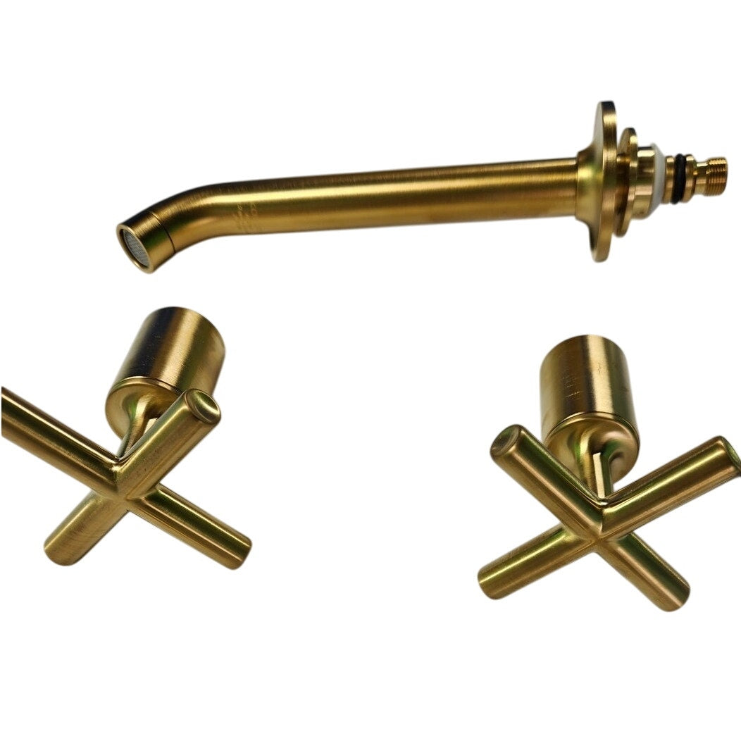 Kohler T14413-3-2MB Purist Wall Mounted Bathroom Faucet - Brushed Moderne Brass