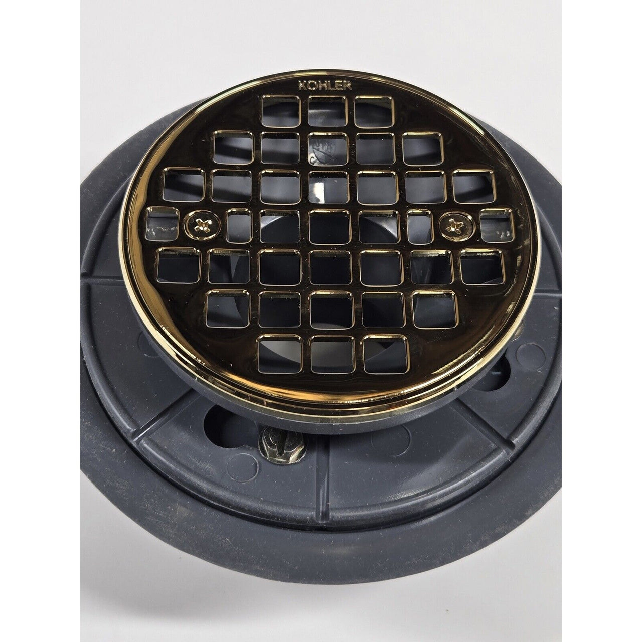 Kohler 9135-PB Clearflo Round Design Tile-In Shower Drain-Vibrant Polished Brass
