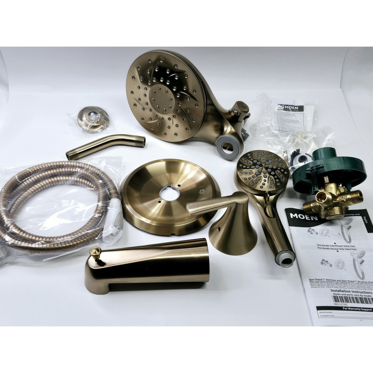 Moen 82310BZG Mikah One Handle 1-Spray Bathtub Shower Faucet - Bronzed Gold READ