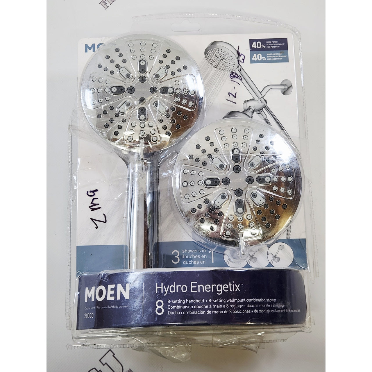 Moen 200C0 Hydro Energetix 1.75 GPM 8 Function Wall Mount Shower Head - Chrome