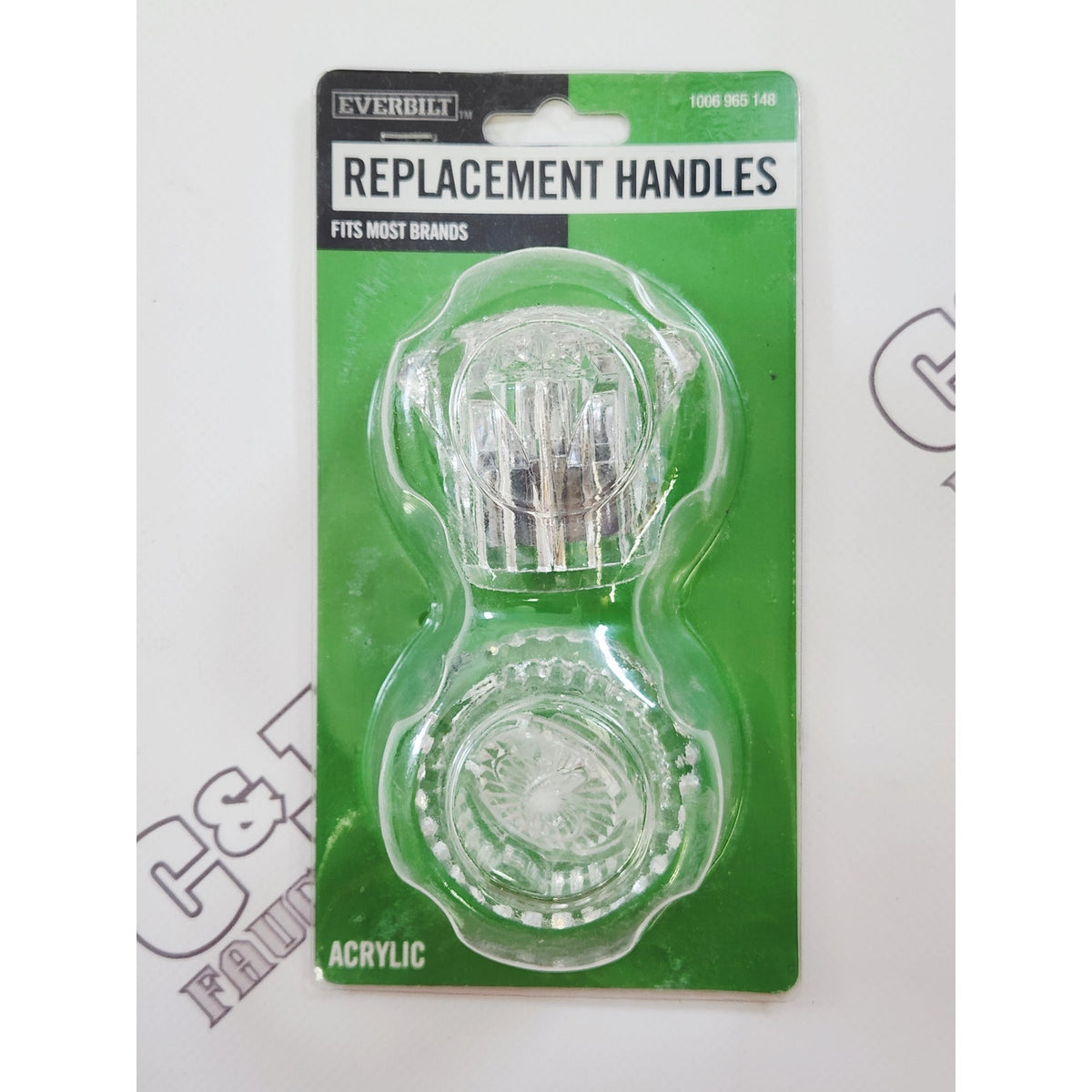 Everbilt 50372 Universal Round Acrylic Faucet Handle Replacement Pair - Clear