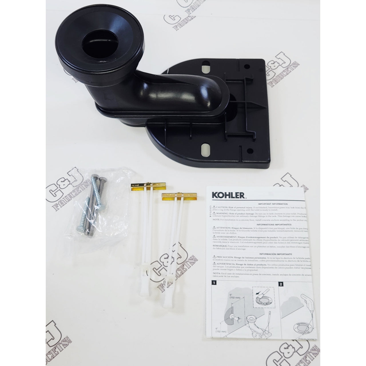 Kohler 5383-NA 10" Toilet Rough-In Kit Full Skirt Trap & Attachment System-Black