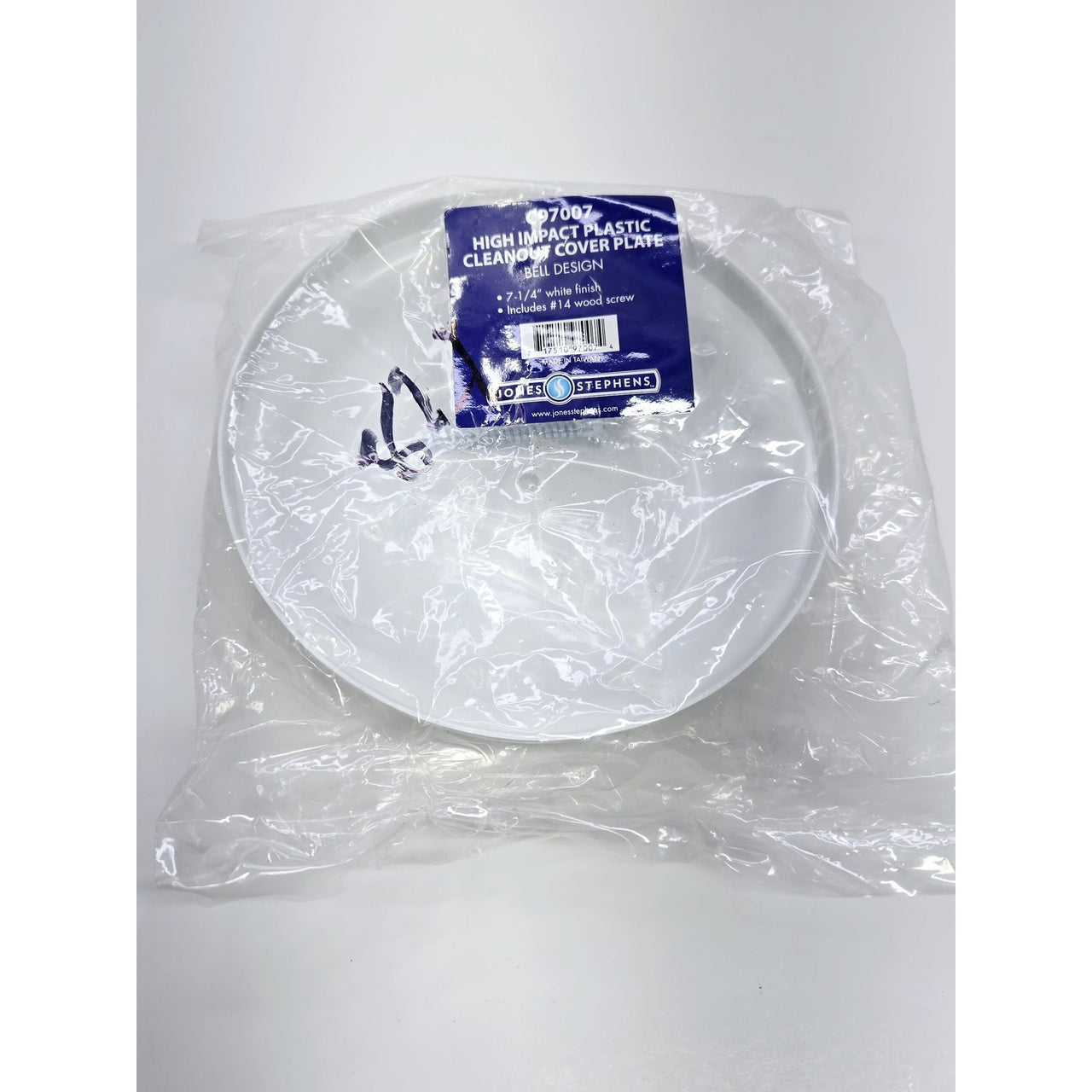 Jones Stephens C97007 7-1/4" Bell Design Cleanout Cover Plate - White