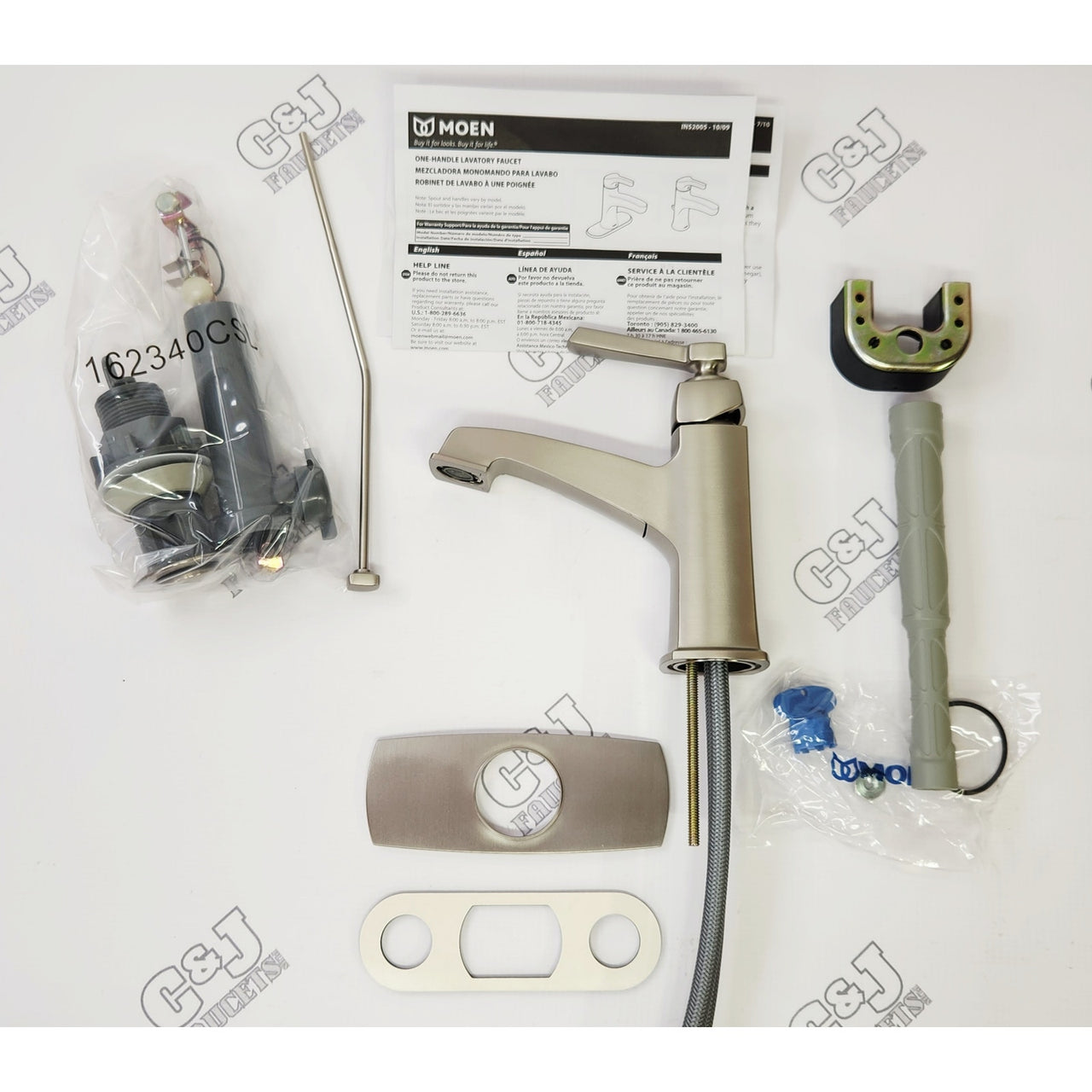 Moen 84805SRN Boardwalk Single Handle Bathroom Sink Faucet - Brushed Nickel