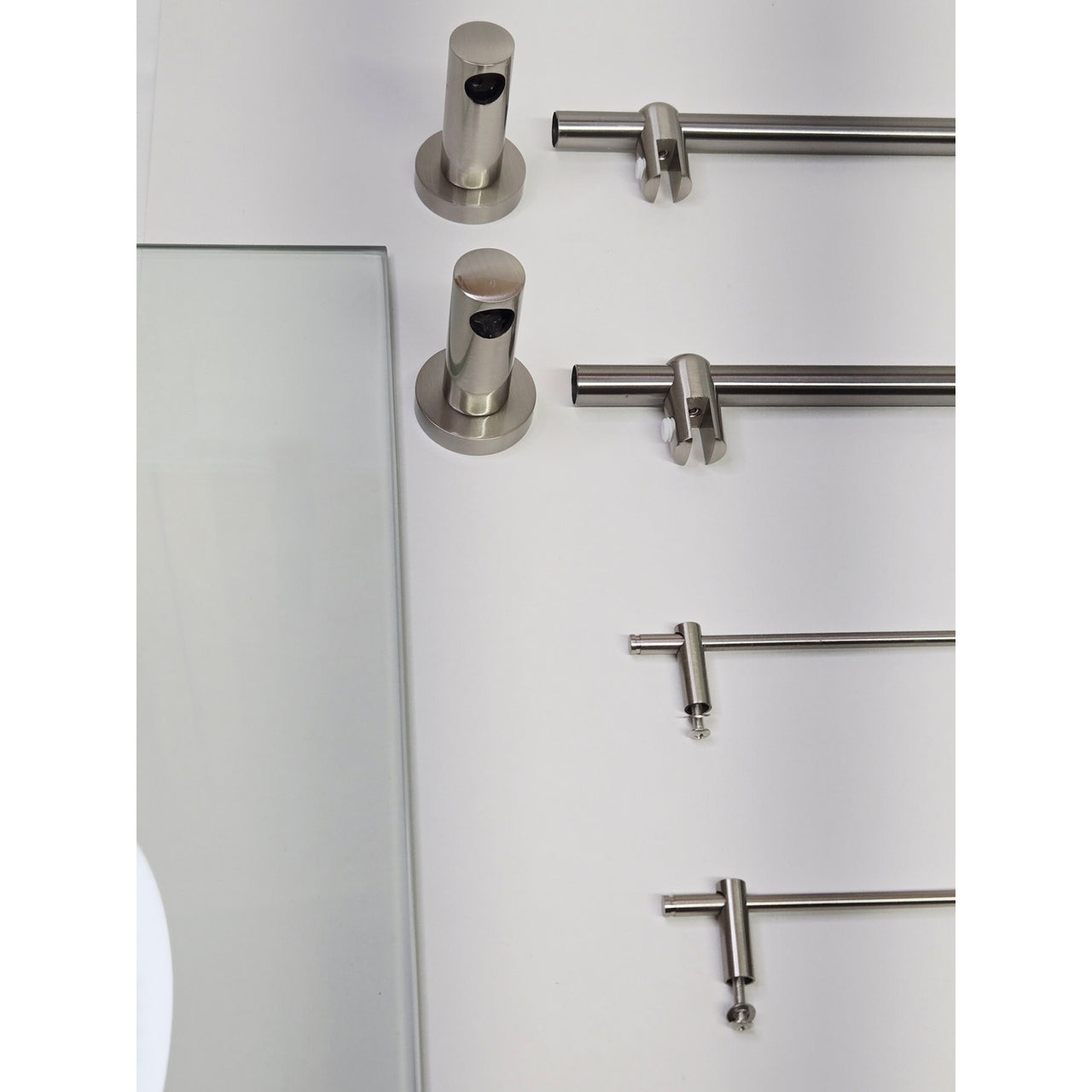 Signature Hardware 296467 Ceeley 17" Two-Tier Glass Bathroom Shelf -Brush Nickel