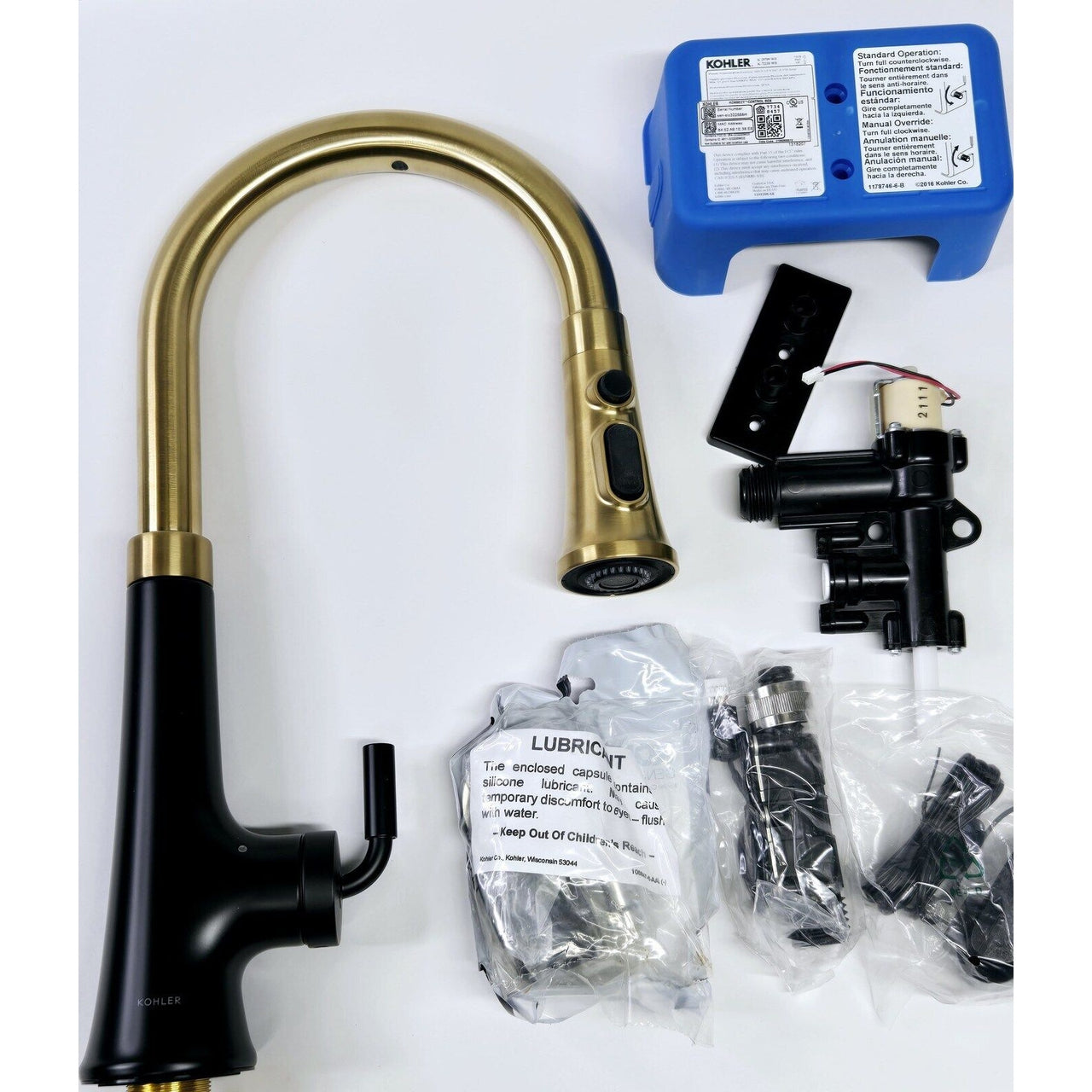 Kohler 23766-WB-BMB Tone Touchless Kitchen Faucet - Brass/Matte Black *READ