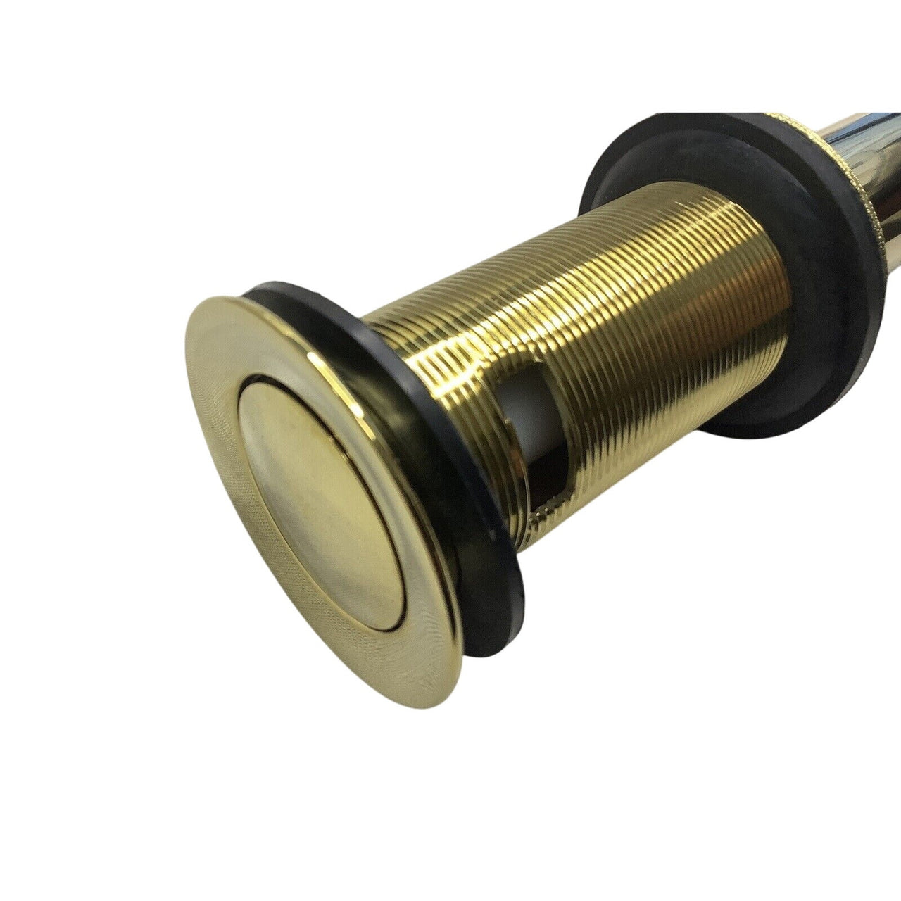 Signature Hardware 433004 Extended Press Type Pop Up Drain - Polished Brass