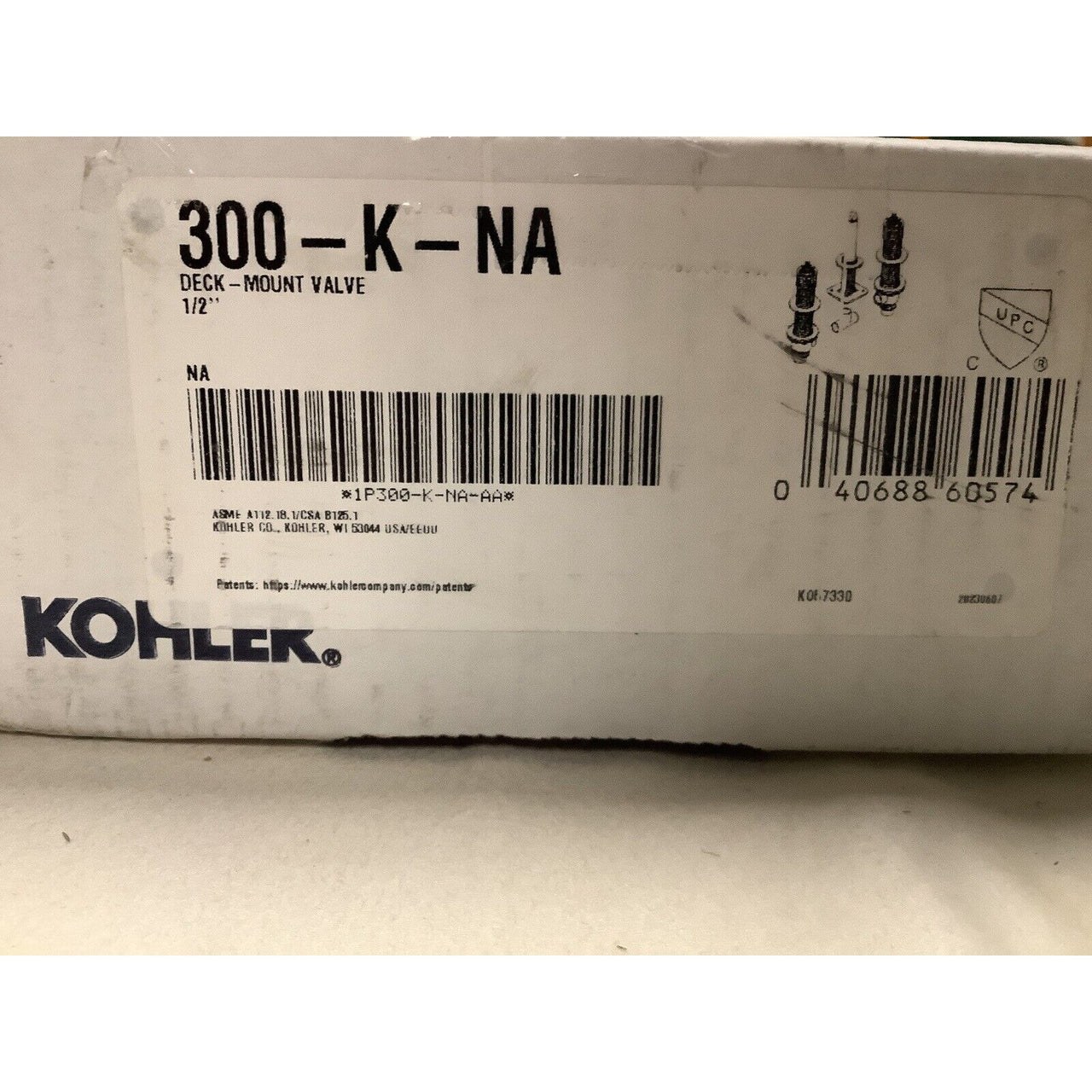 Kohler 300-K-NA 1/2" High Flow Valve System - No Finish