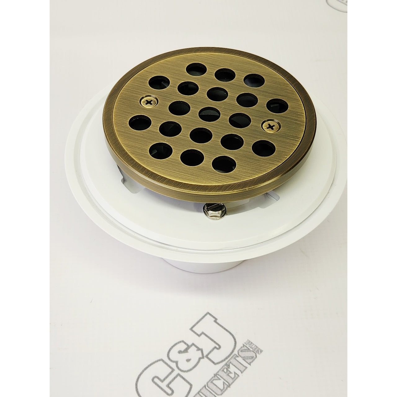 Signature Hardware 560433 FundamentALL 4-1/2" Round Shower Drain - Aged Brass