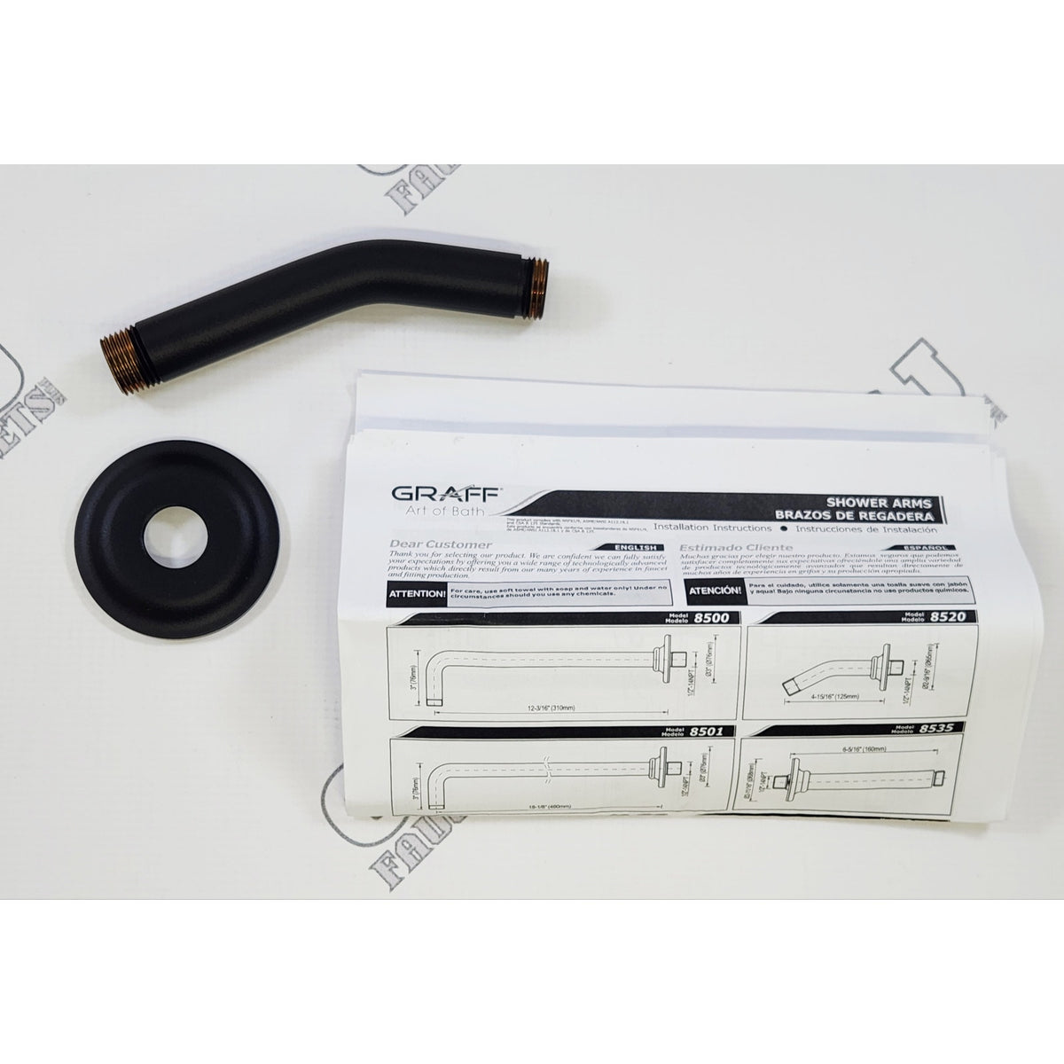 Graff G-8518-BK 5" Transitional Wall Mounted Shower Arm - Architectural Black