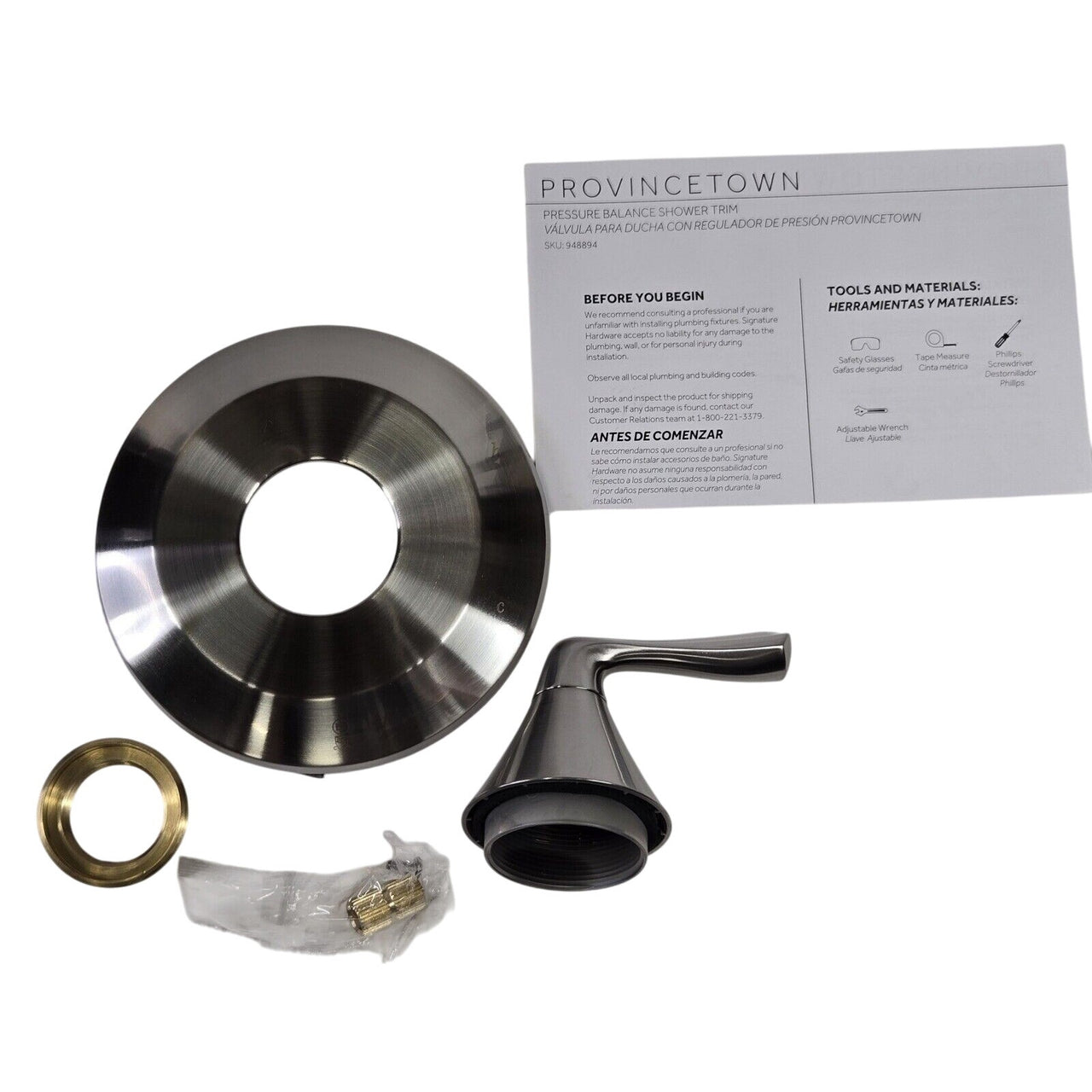 Signature Hardware 449847 Provincetown Valve Trim, No Valve - Brushed Nickel