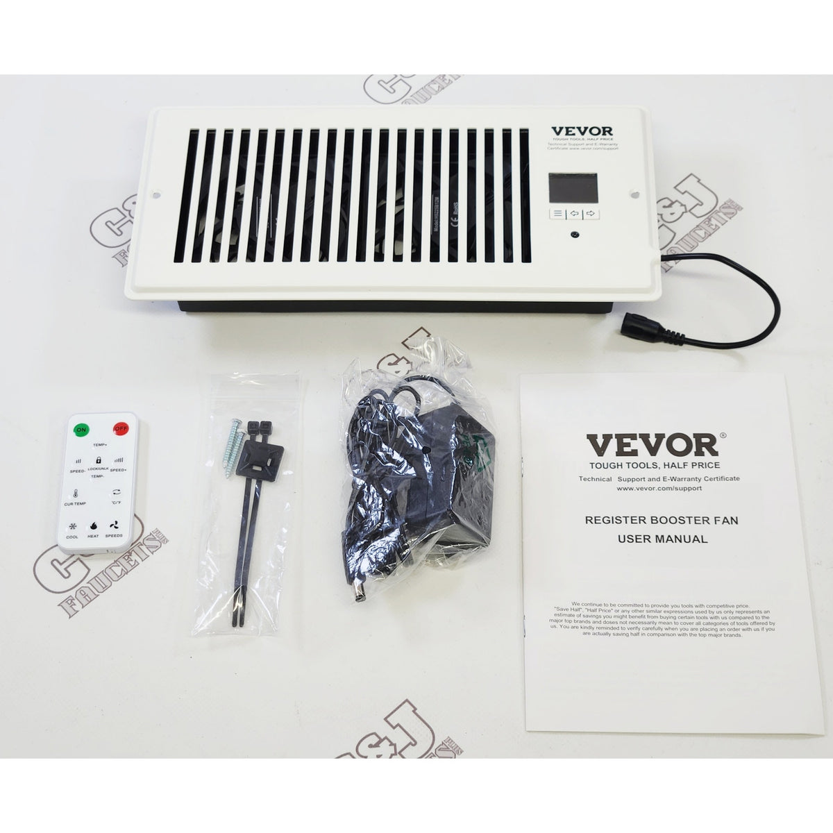 Vevor HAB-410W 4" x 10" Smart Quiet Air Vent Register Booster Fan - White