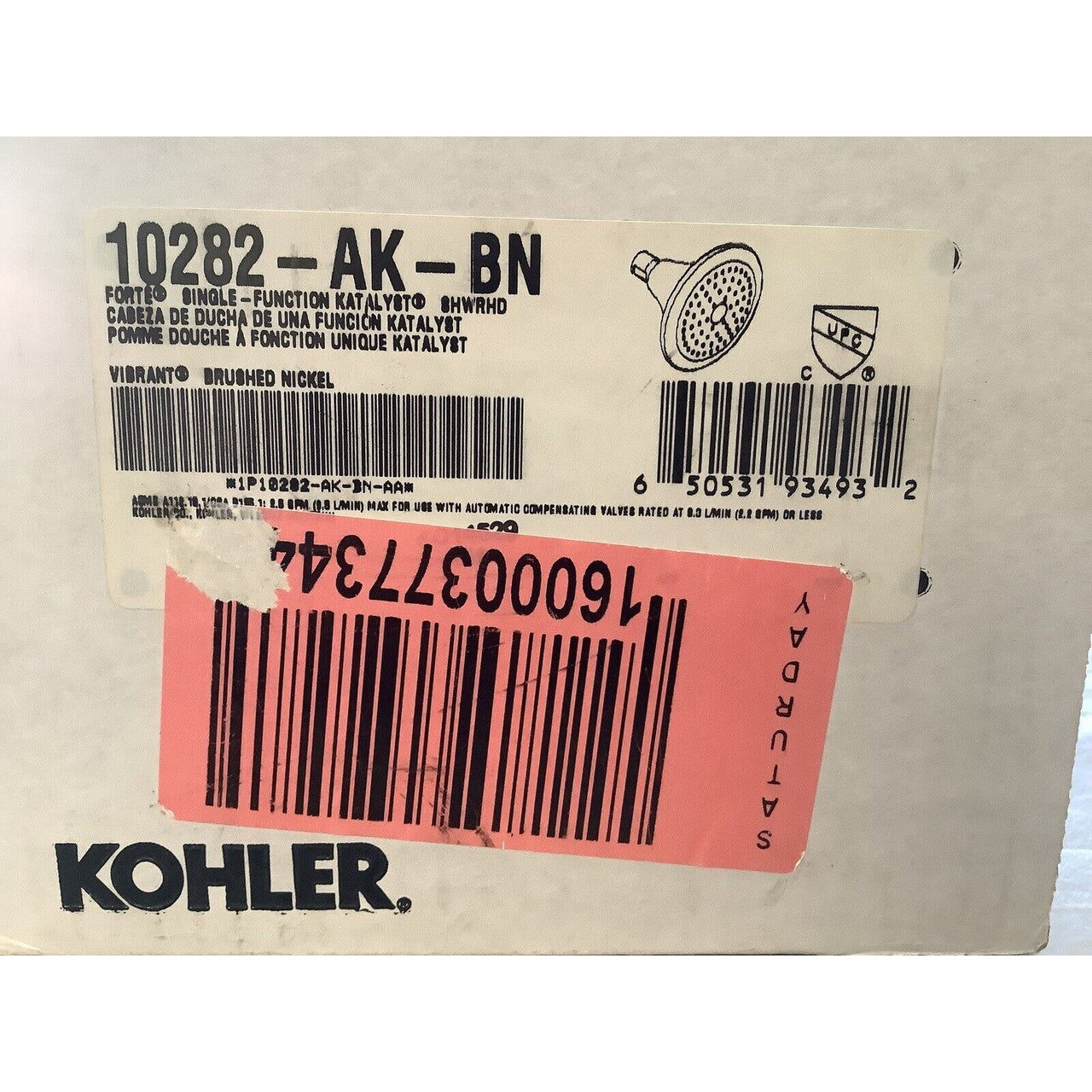 Kohler 10282-AK-BN Forte Single-Function Shower Head - Vibrant Brushed Nickel