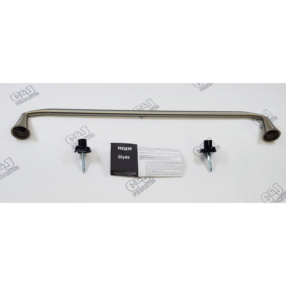 Moen YB2324BN Glyde 24" Wall Mount Bathroom Towel Bar - Brushed Nickel