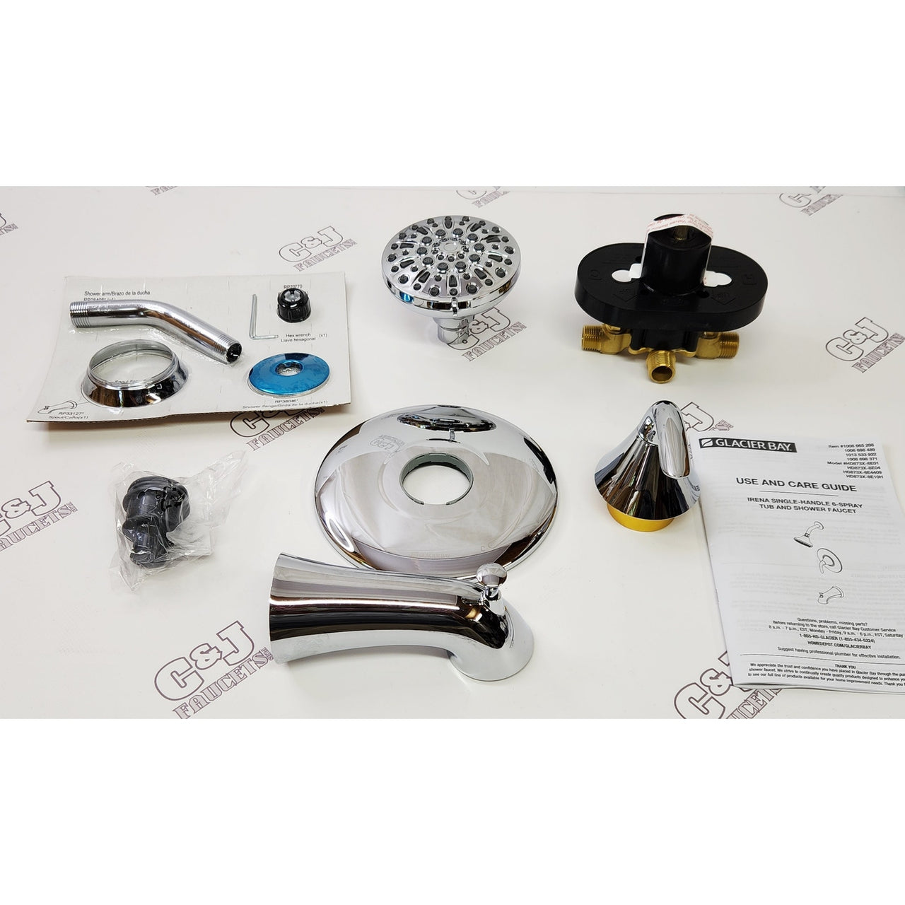 Glacier Bay 1008 665 208 Irena Tub and Shower Faucet - Polished Chrome