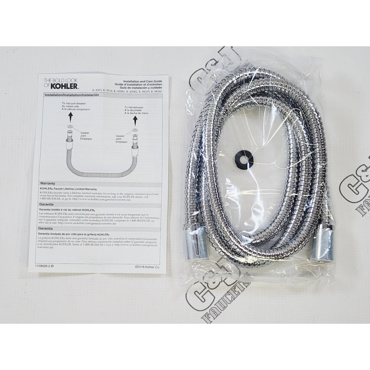 Kohler 8593-CP MasterShower 72" Hand Shower Hose with Swivel Base - Chrome