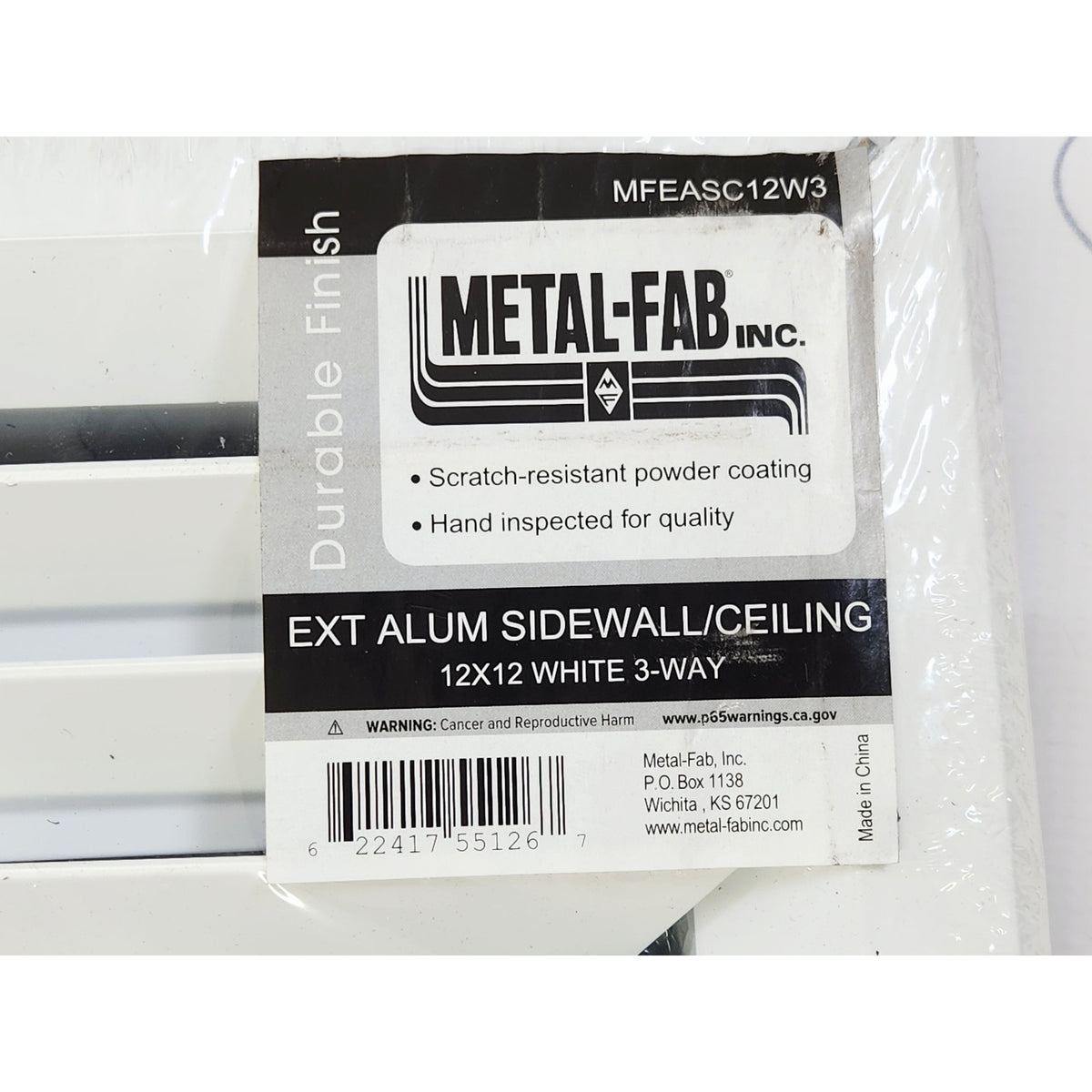 Metal-Fab MFEASC12W3 12" x 12" Ceiling Diffuser 3 Way Air Flow Vent Cover- White