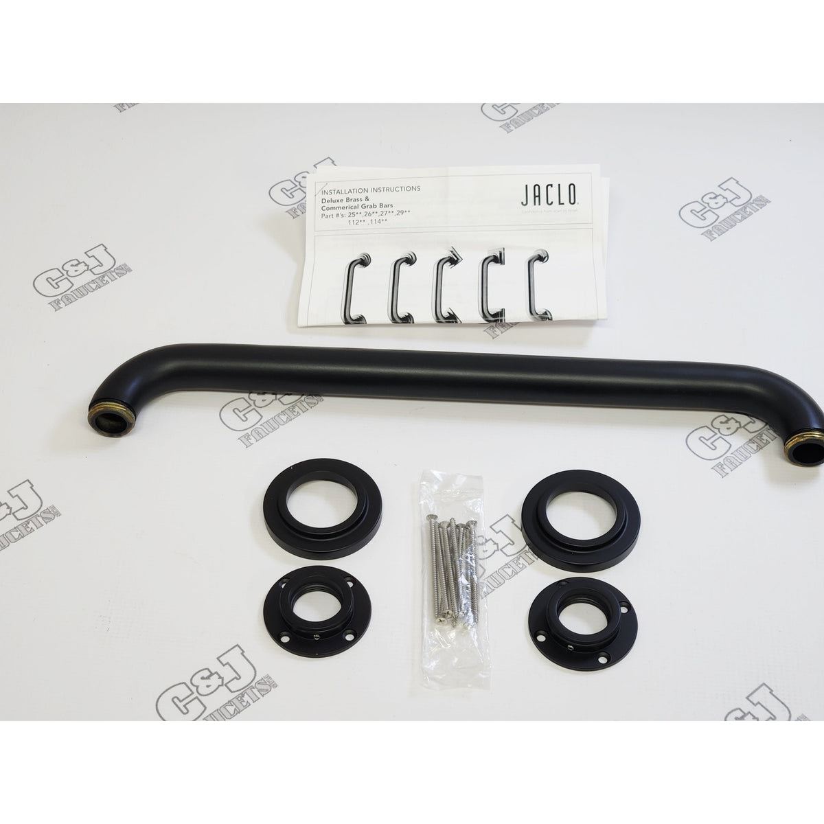 Jaclo 2618-MBK 18" Deluxe Contemporary Round Flange Grab Bar - Matte Black