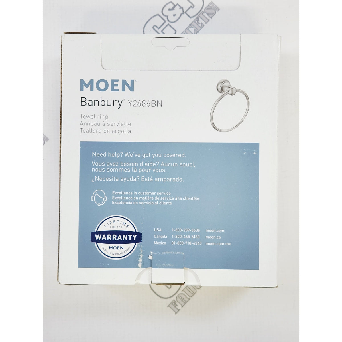 Moen Y2686BN Banbury Hand Towel Ring - Brushed Nickel