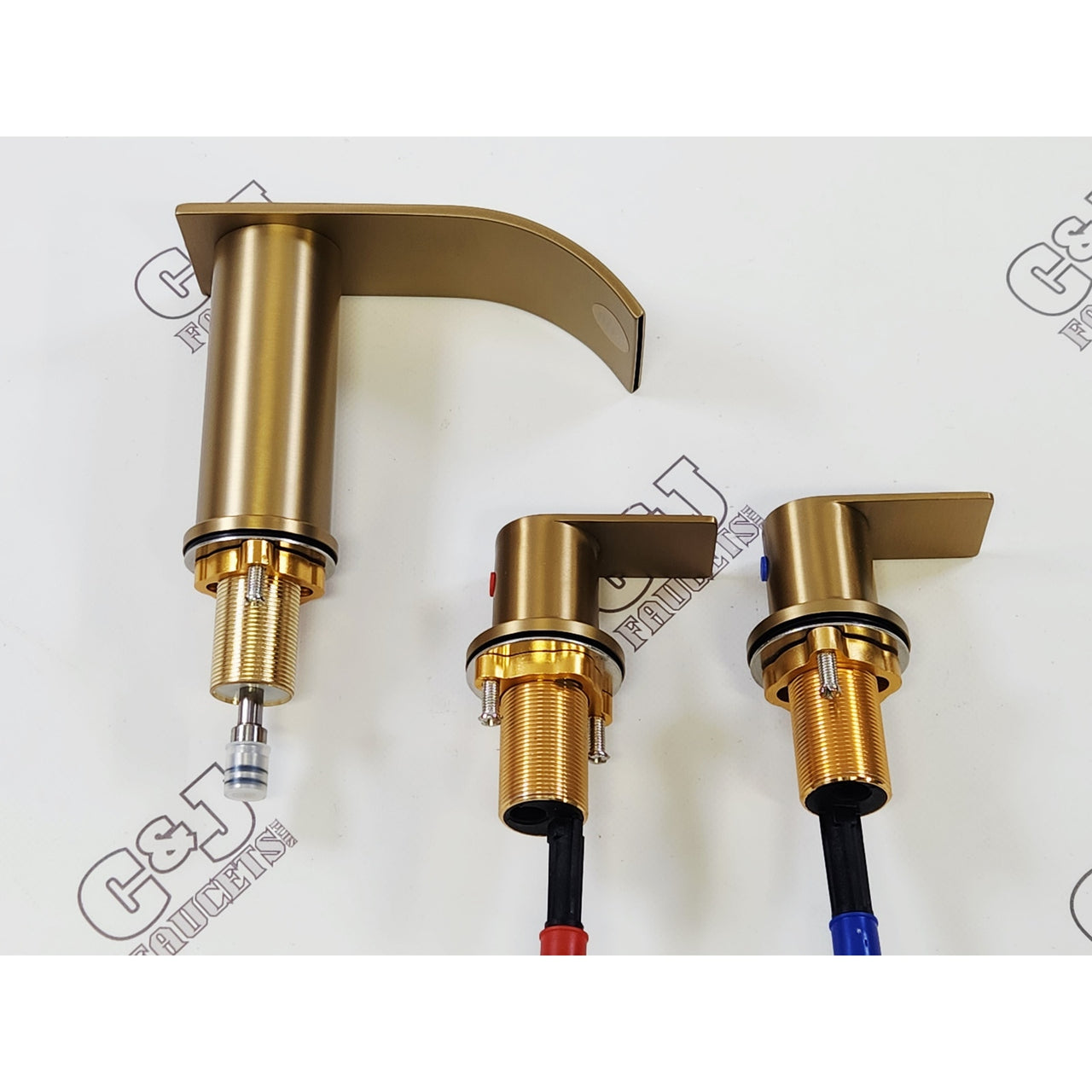 Forious Pro H31D7G 8" Widespread Double Handle Bathroom Sink Faucet - Matte Gold