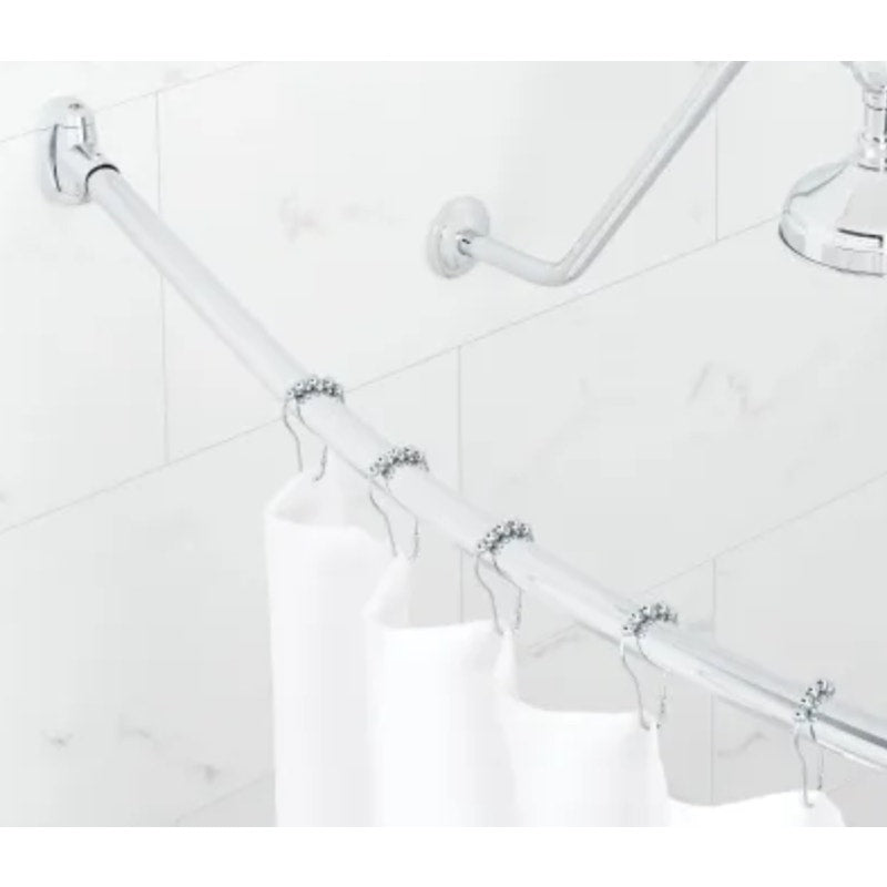 Signature Hardware 466770 72" Curved Brass Shower Rod - Chrome