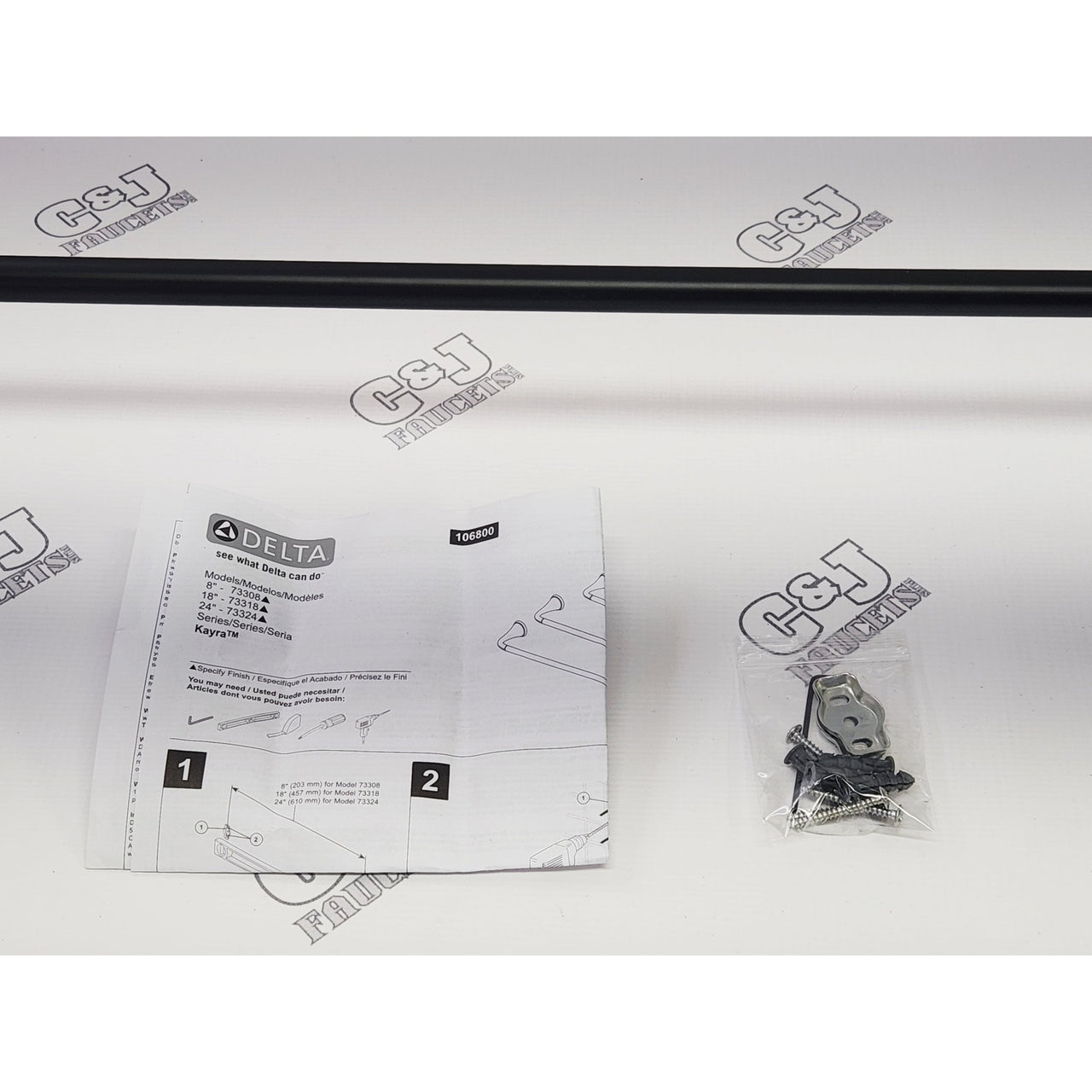 Delta 73324-BL Kayra 24" Wall Mounted Towel Bar - Matte Black READ