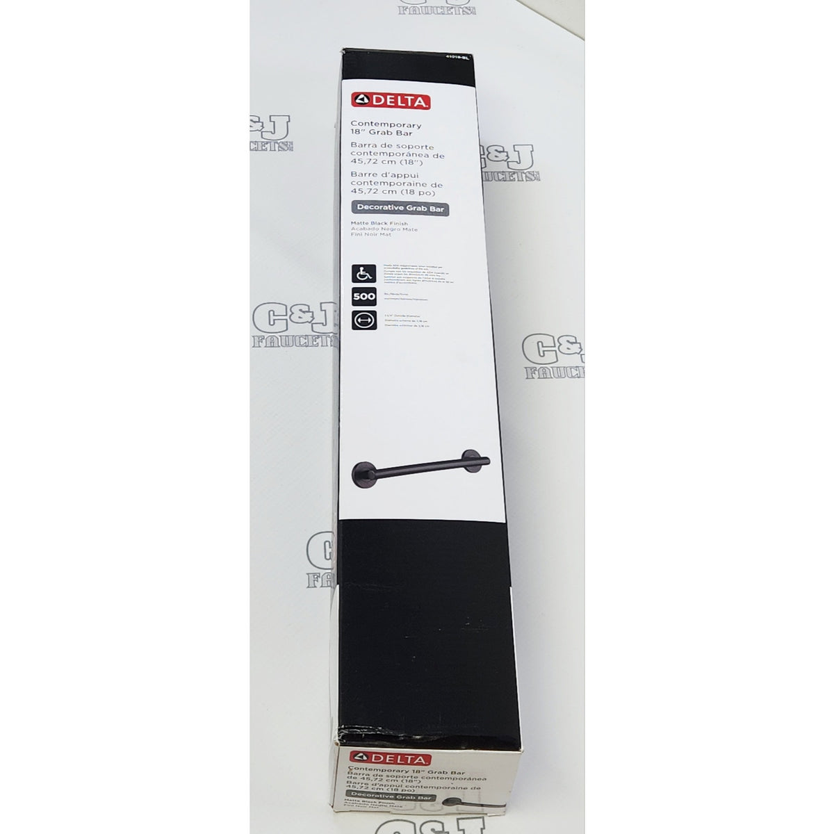 Delta 41818-BL Contemporary 18" Decorative Bathroom Grab Bar - Matte Black