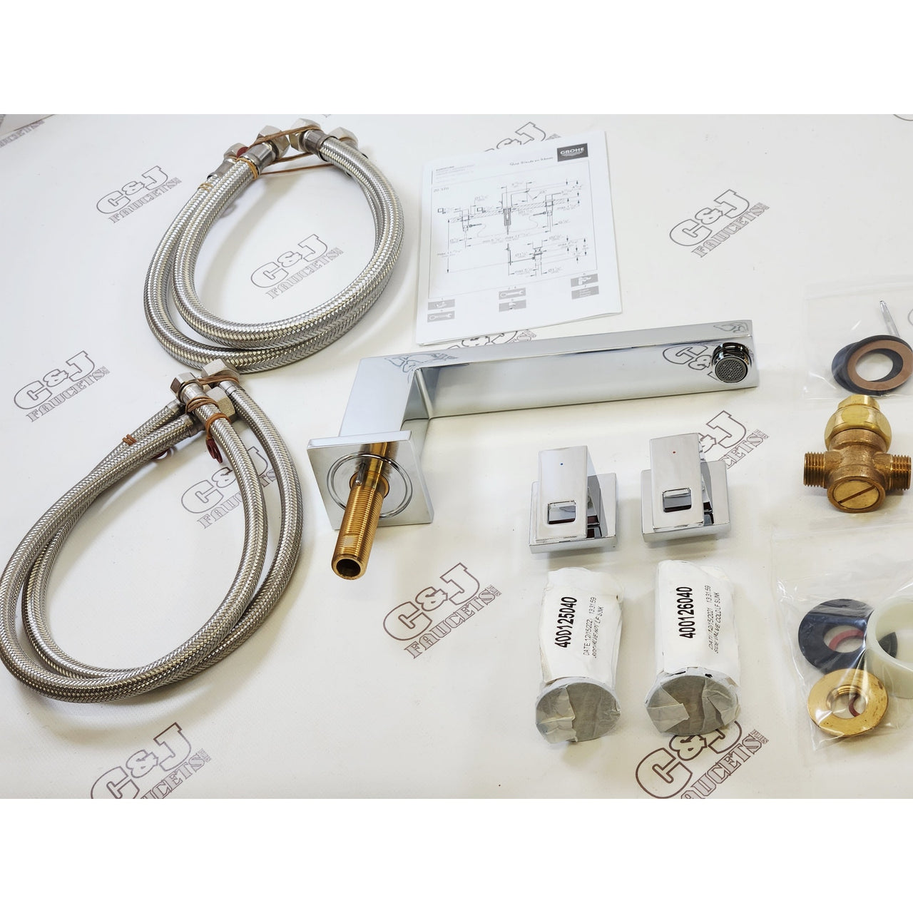 Grohe 117982 Eurocube 2-Handle Deck Mount Roman Tub Faucet - StarLight Chrome