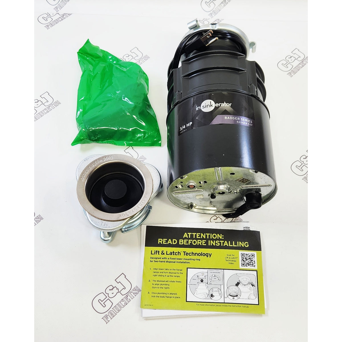 InSinkErator Badger 5XP 3/4 HP Food Waste Garbage Disposal - Black