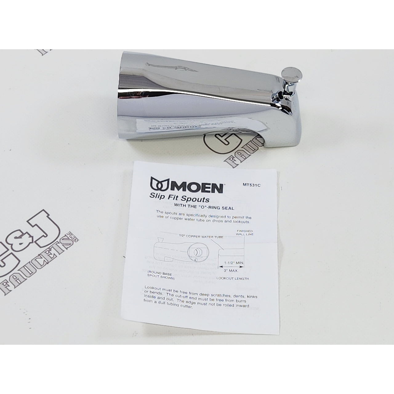 Moen 3801 Shower Tub Wall Mount Slip Fit Diverter Spout - Chrome