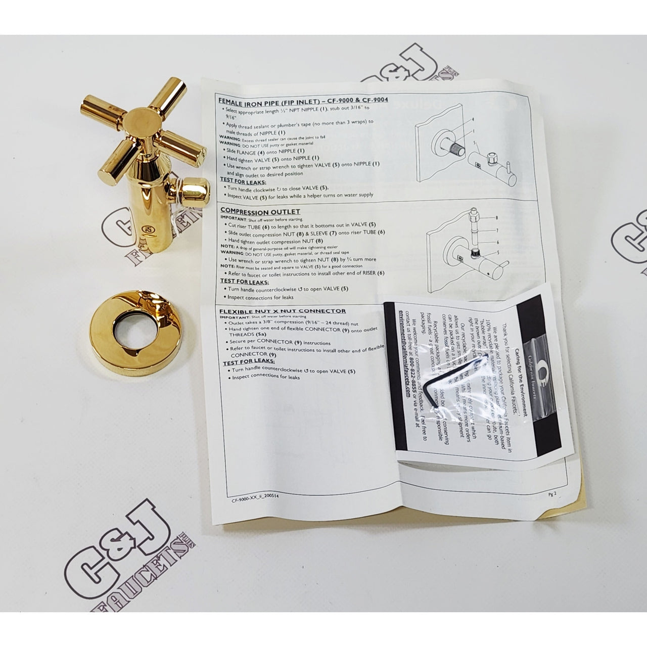 California Faucets 9000-30X-PBV Descanso Angle Stop - Polished Brass Uncoated