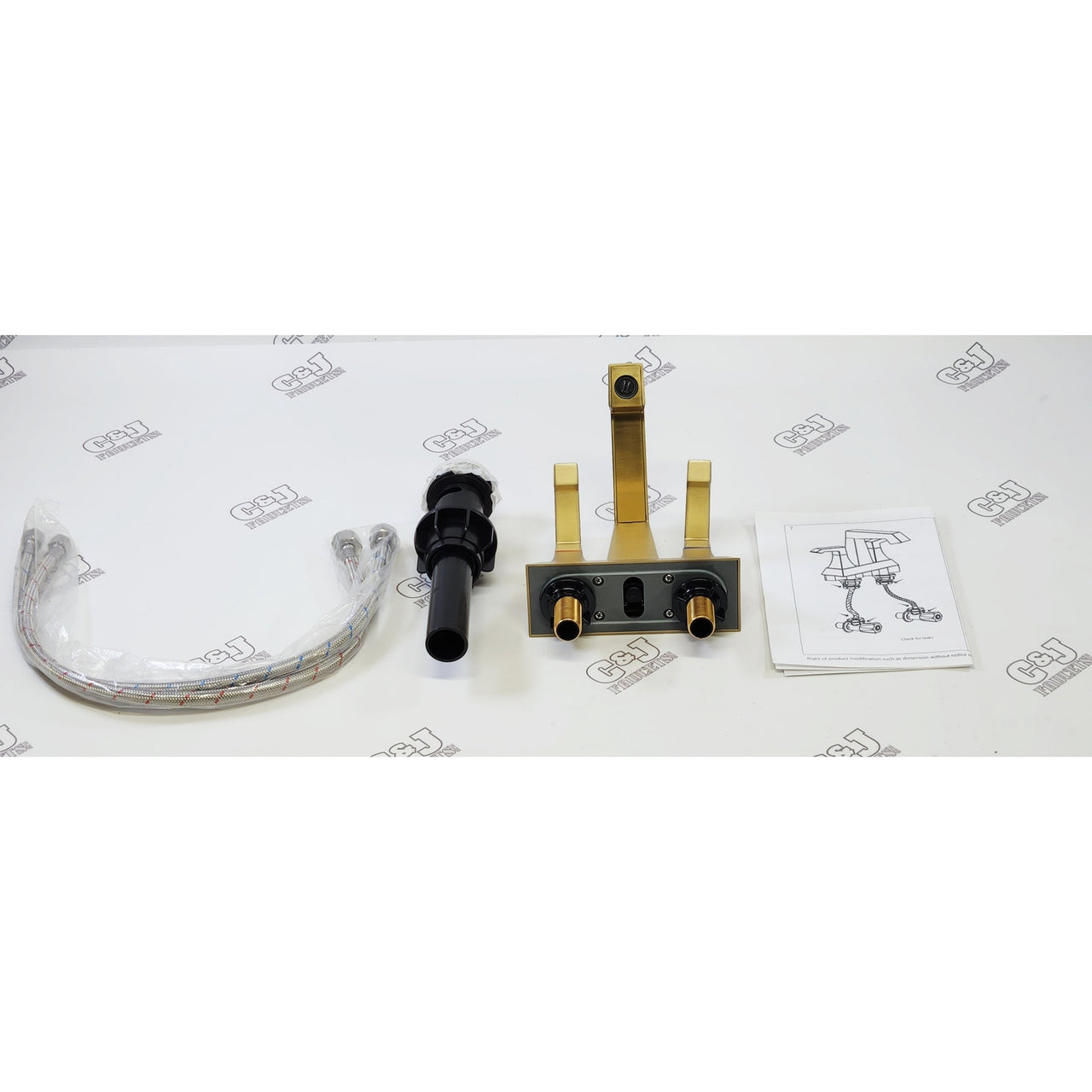 Fapully FN-0108NG 4" Centerset 2 Handle Bathroom Sink Faucet - Brushed Gold