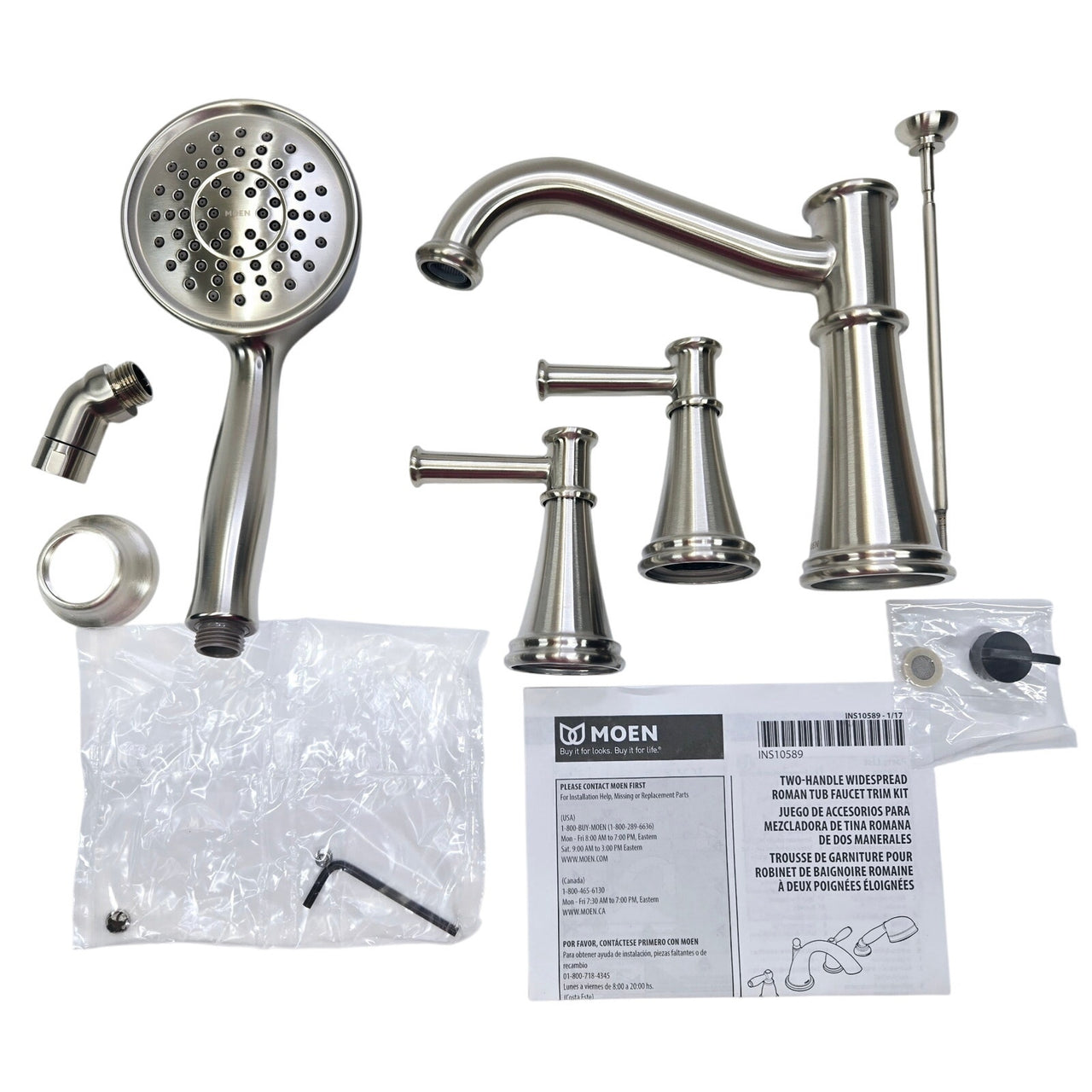Moen T9024BN Belfield Roman Tub Faucet and Hand Shower, No Valve - Brush Nickel
