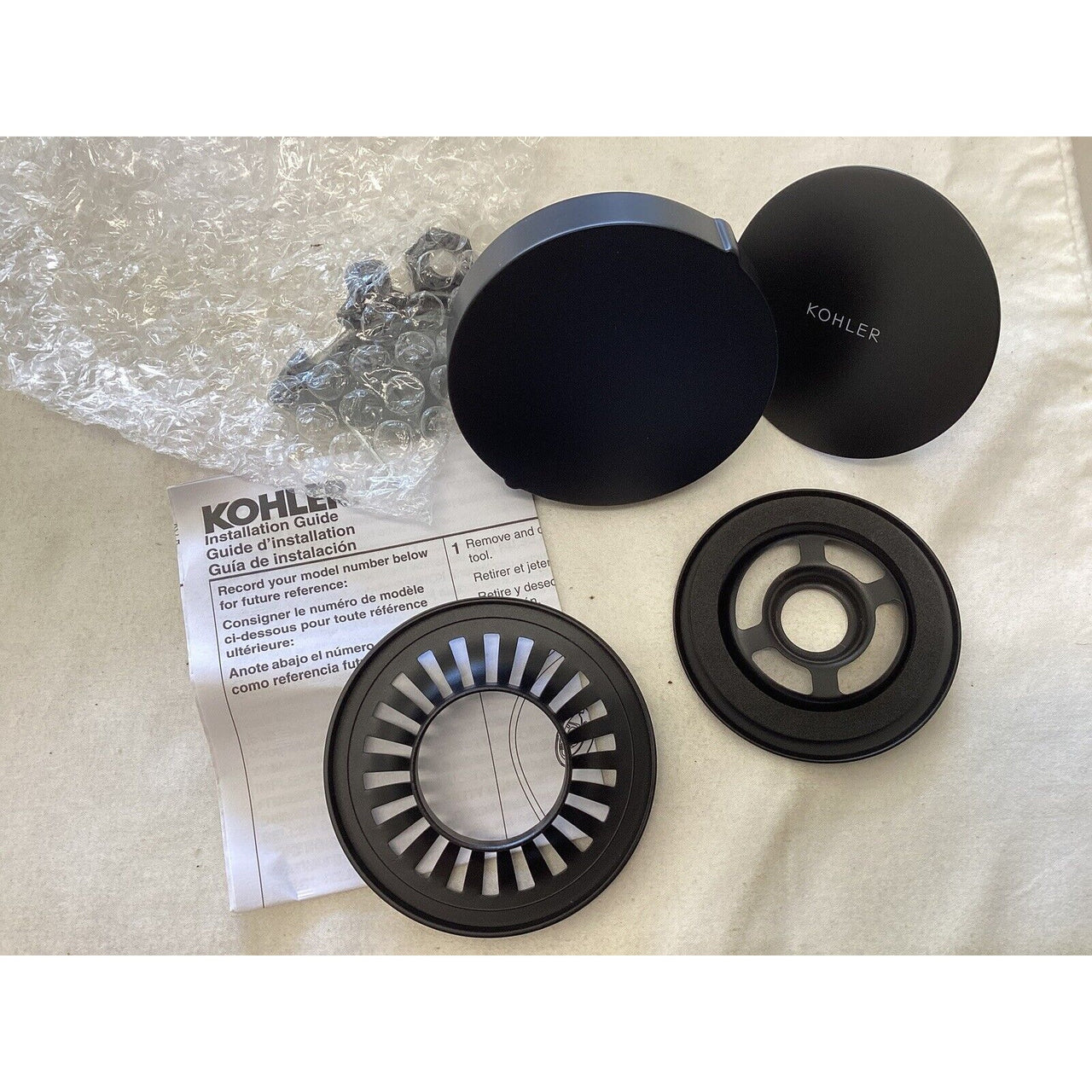 Kohler T37392-BL PureFlo Rotary Turn Cable Bath Drain Trim - Matte Black