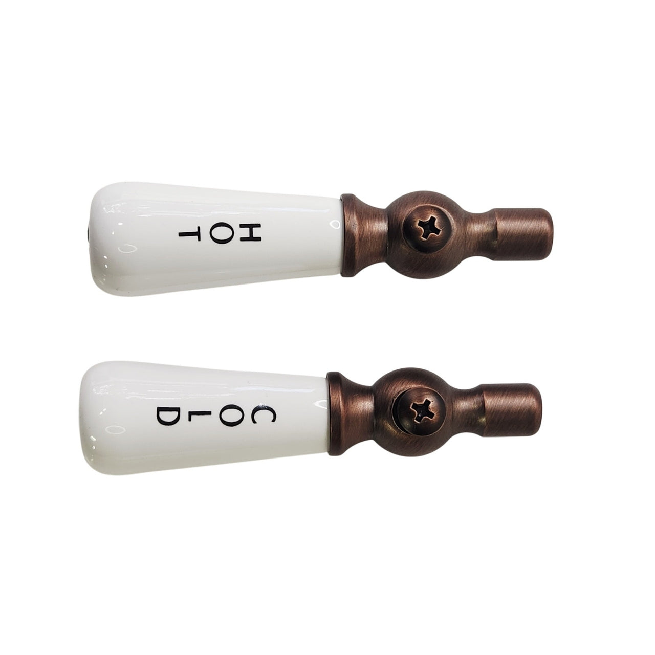 Signature Hardware 329509 Small Porcelain Lever Handles (Pair) - Oil Rub Bronze