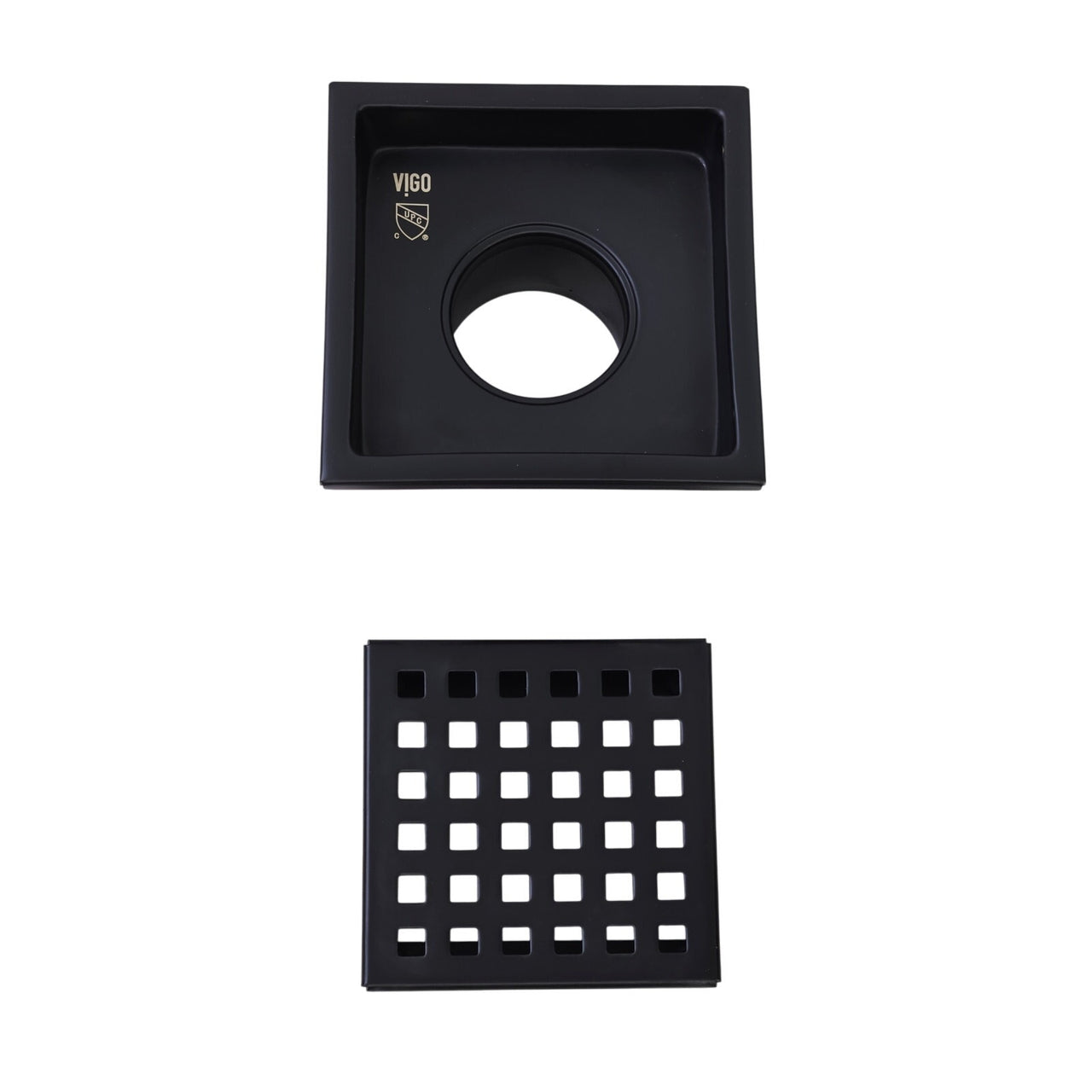 Vigo VG07004MB Elan 4.38" x 4.38" Square Shower Drain - Matte Black