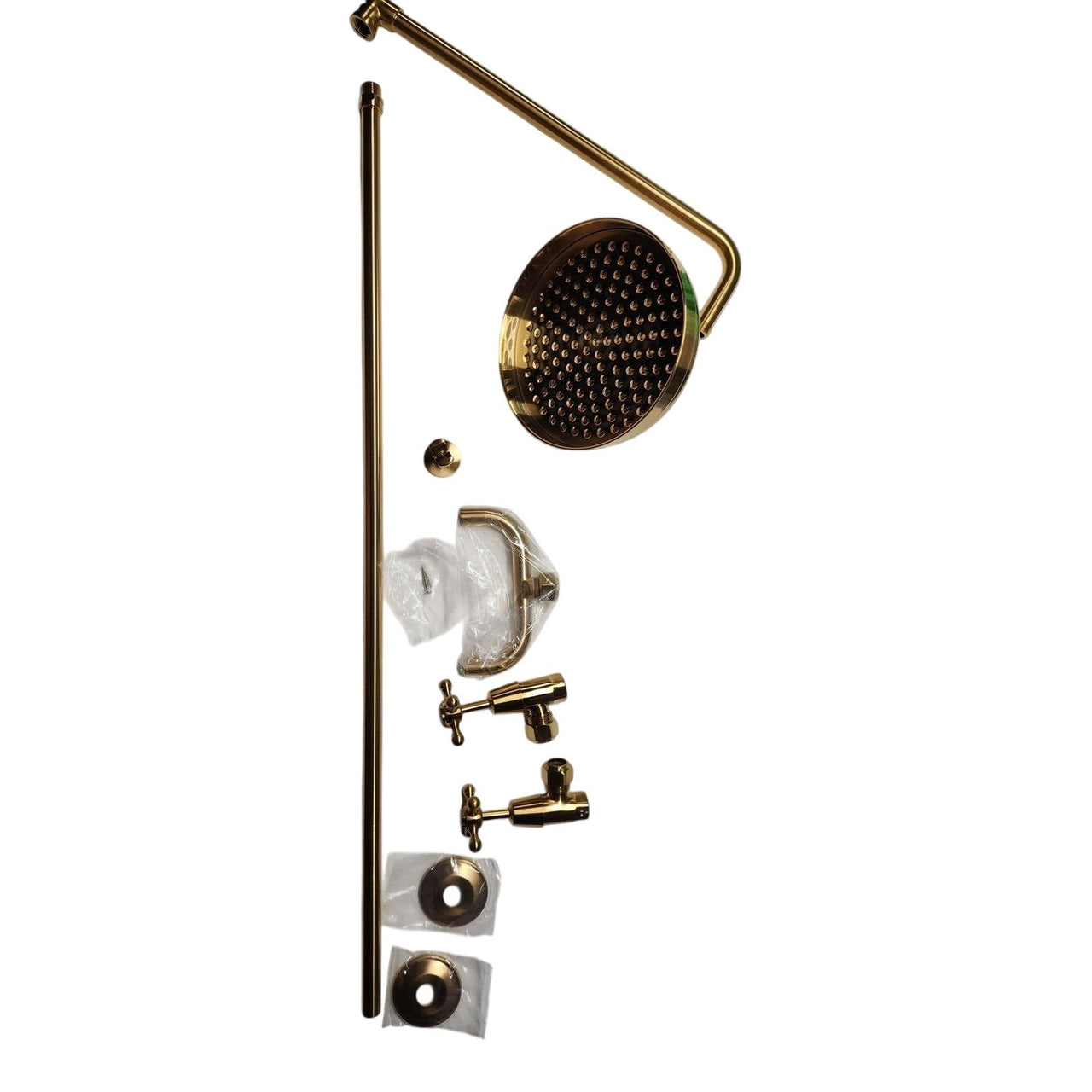 Signature Hardware 485531 Baudette Exposed Pipe Shower With Rainfall Head - Gold