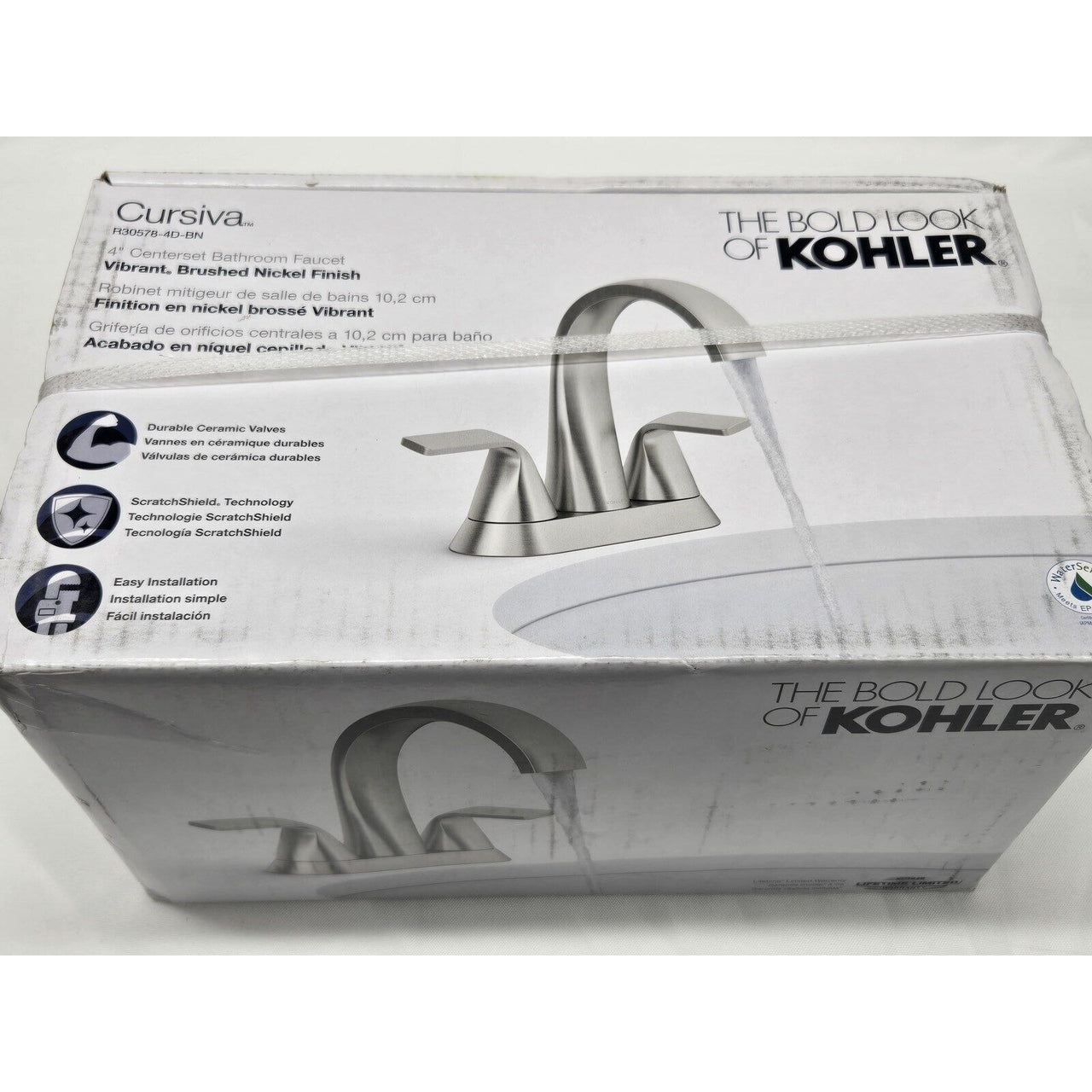 Kohler R30578-4D-BN Cursiva Centerset Bathroom Faucet - Vibrant Brushed Nickel