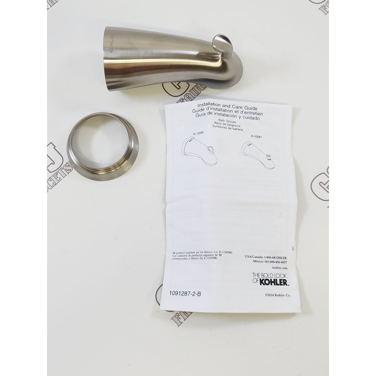 Kohler 10281-4-BN Forte 5-1/4" Slip-Fit Diverter Tub Spout - Brushed Nickel